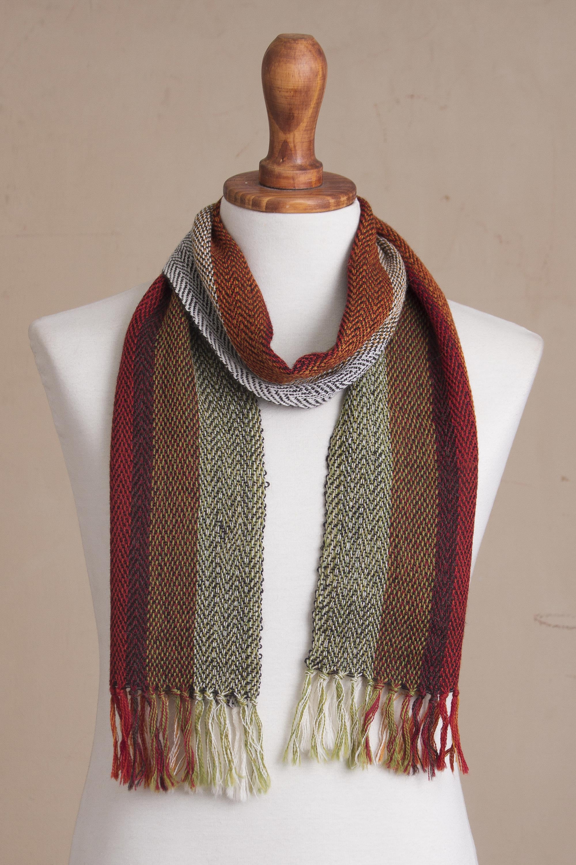 Dream of Colors Handwoven 100% Alpaca Scarf with Stripes from Peru