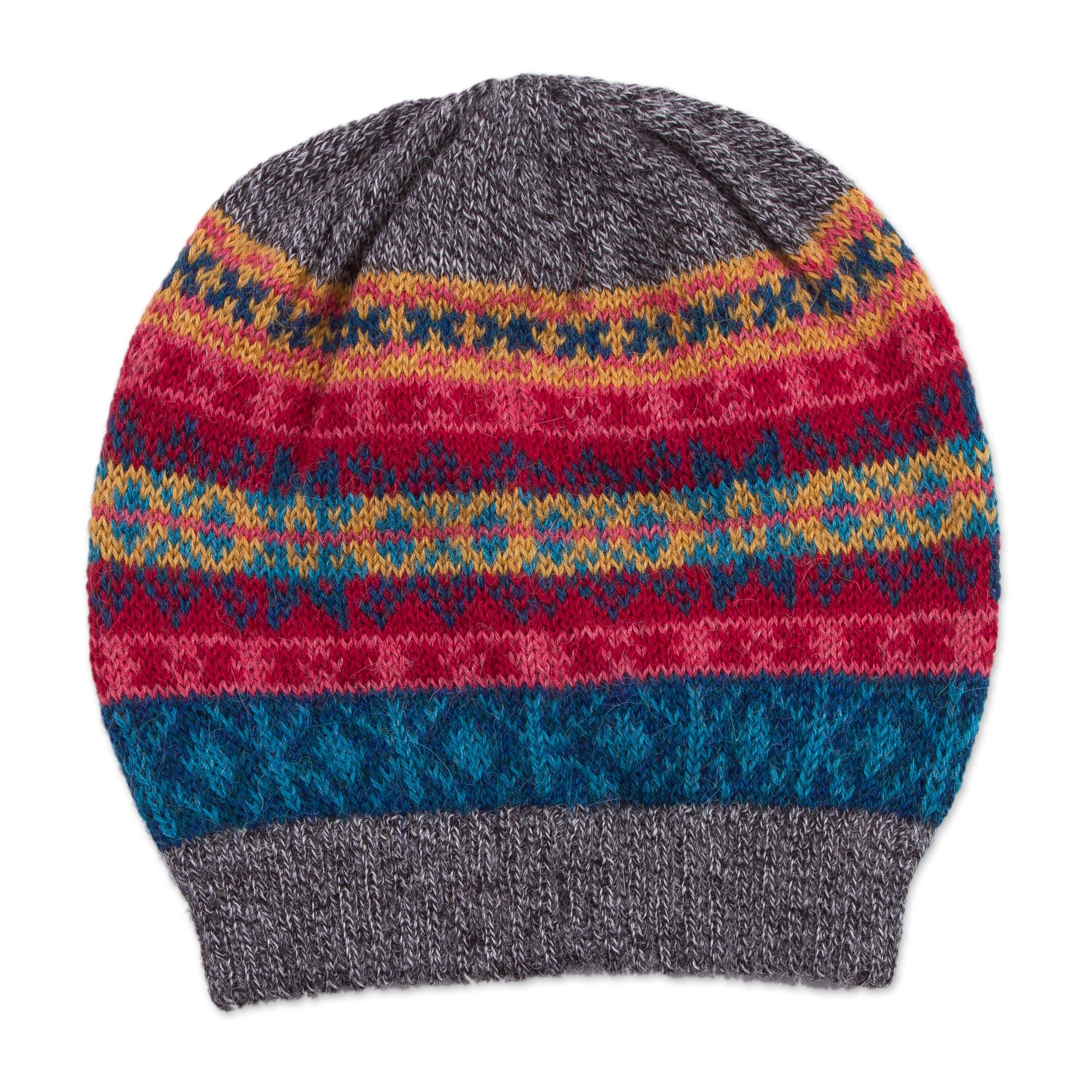 Multicolored Inca Multicolored Knit 100% Alpaca Hat from Peru