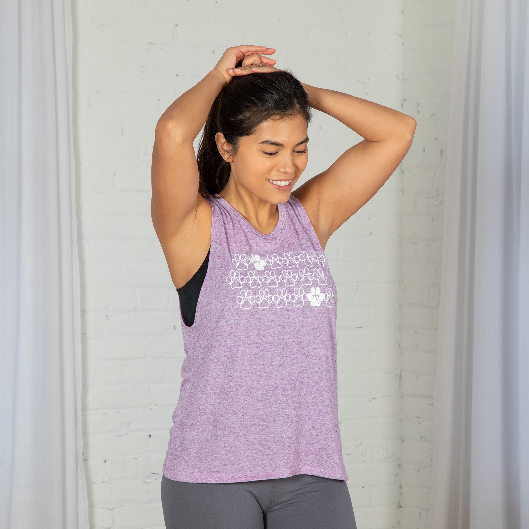 Purple Paw Heathered Tank Top