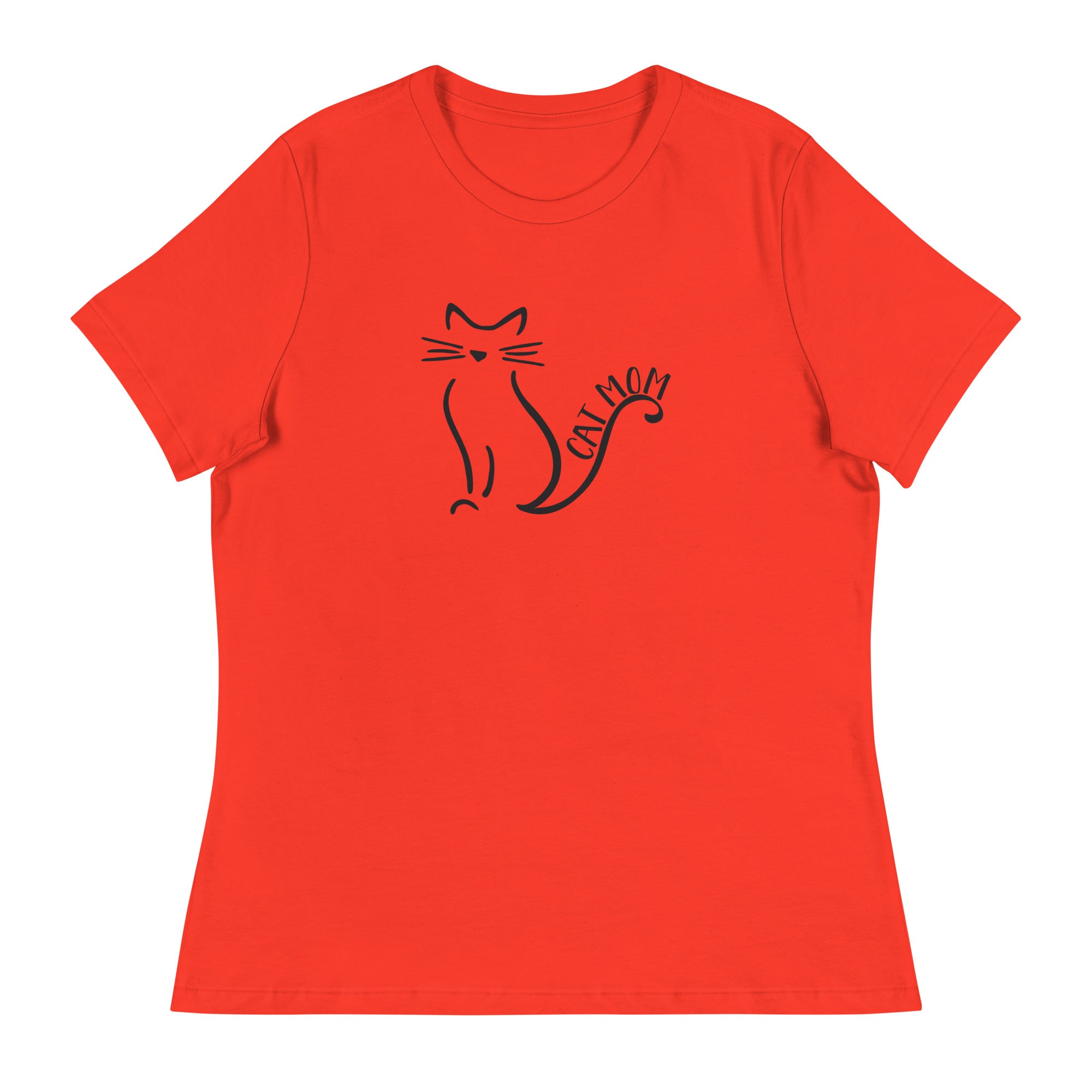 Cat Mom Outlined Women's Relaxed T-Shirt