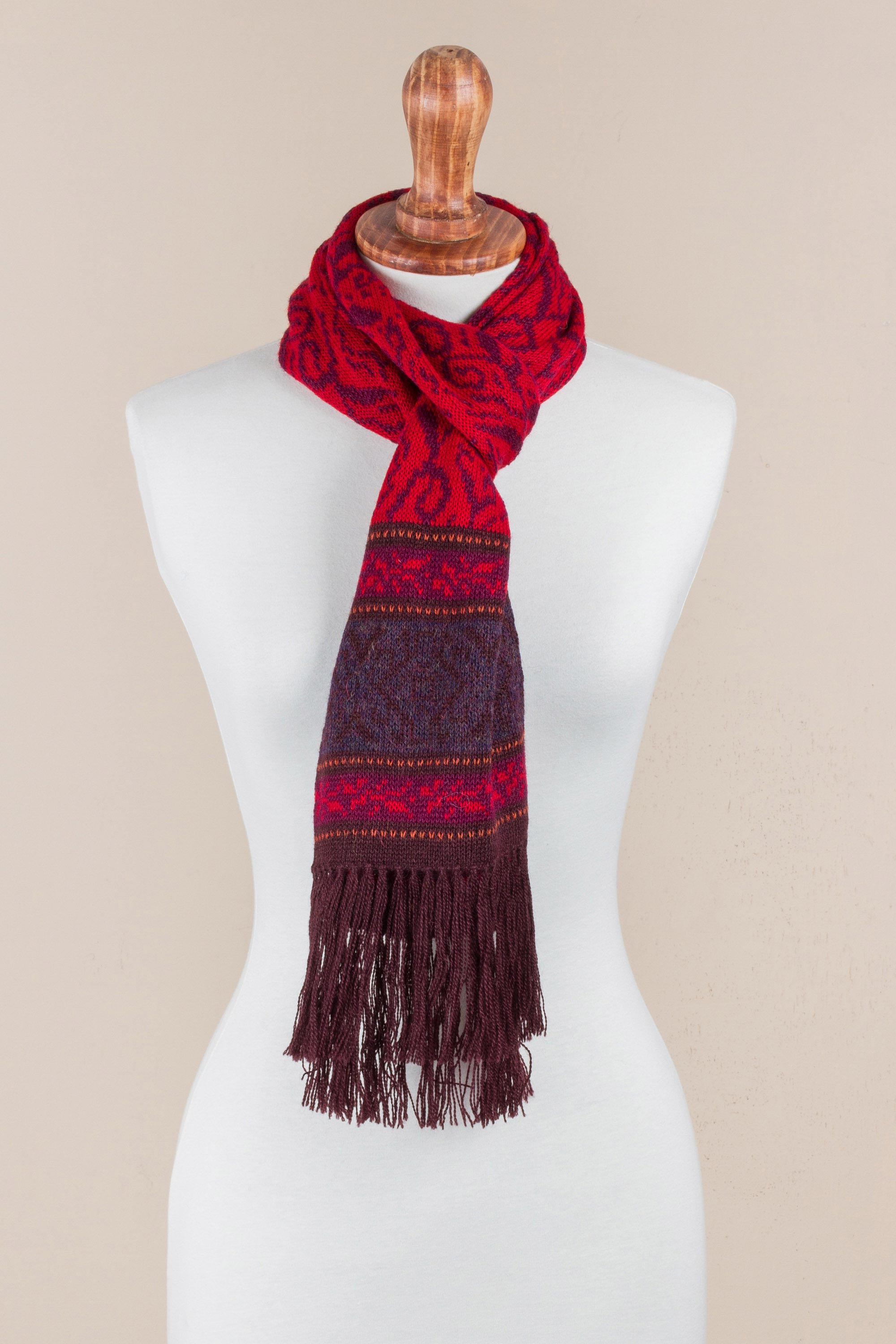 Crimson Andes Purple & Red Alpaca Blend Scarf