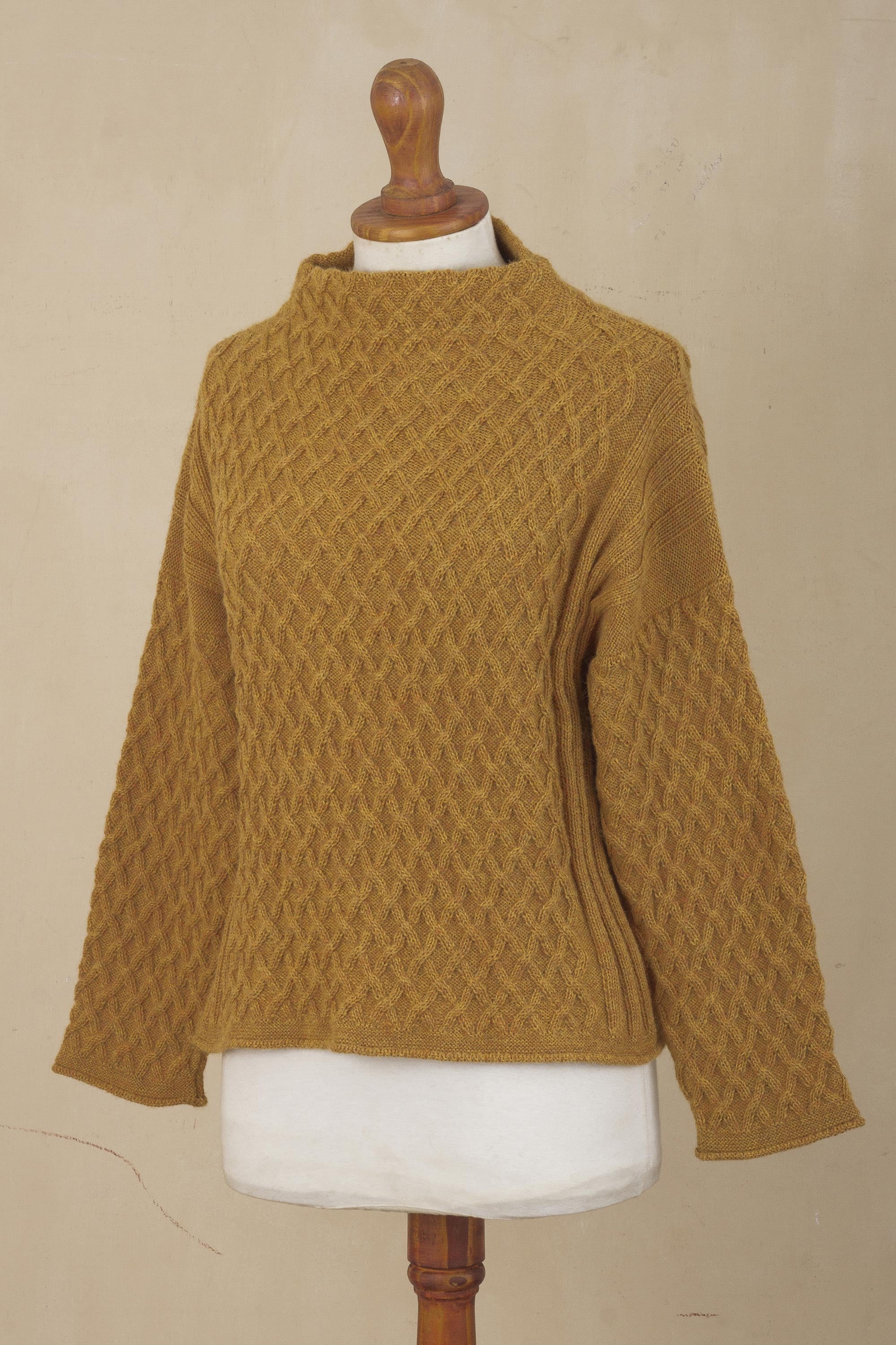 Antique Gold Trellis Women's Antique Gold 100% Alpaca Sweater