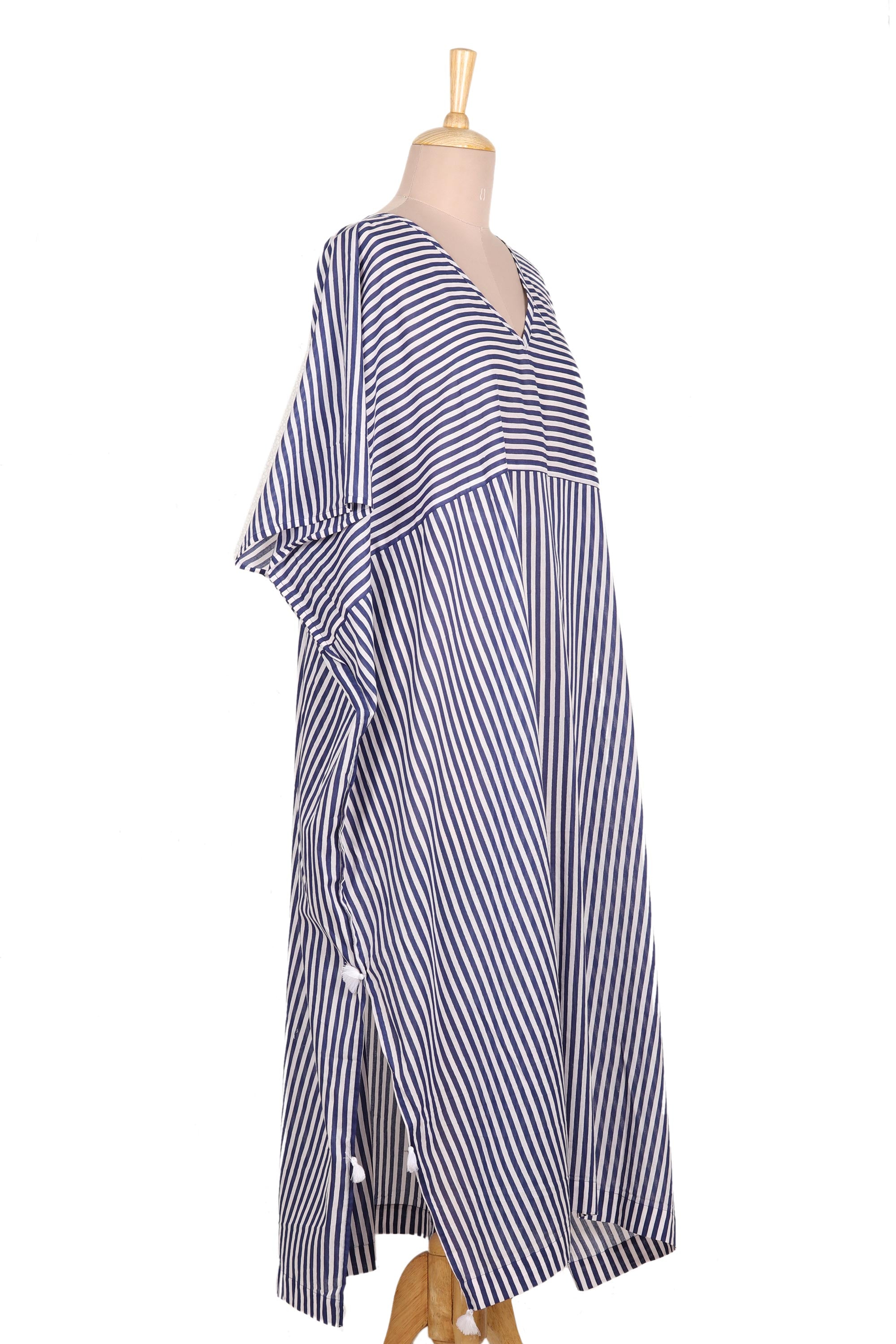 Delhi Stripe Relaxed Striped Cotton Caftan Dress