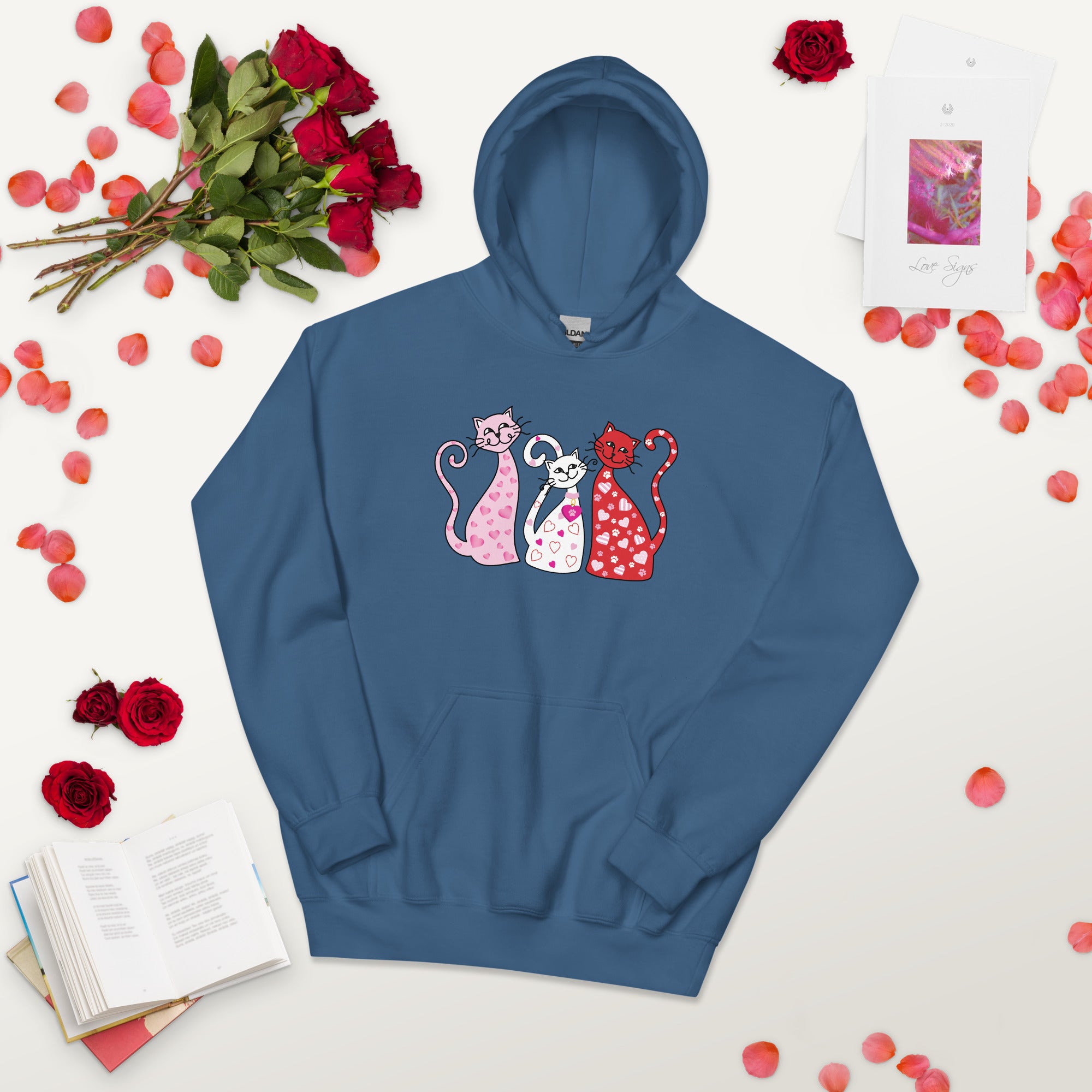 Whimsy Valentine Cats Hoodie