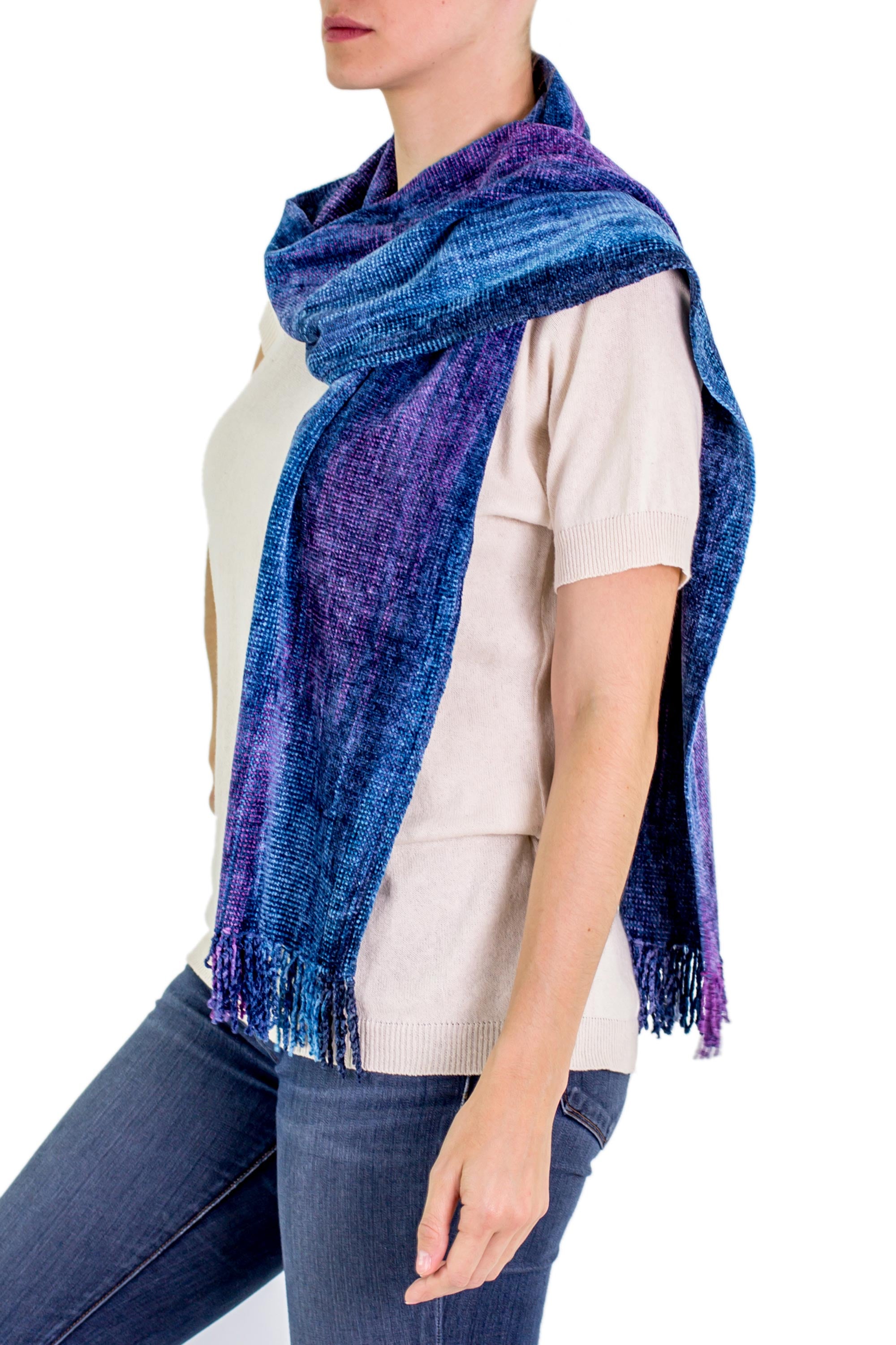 Winds of Love Blue Bamboo Chenille Scarf