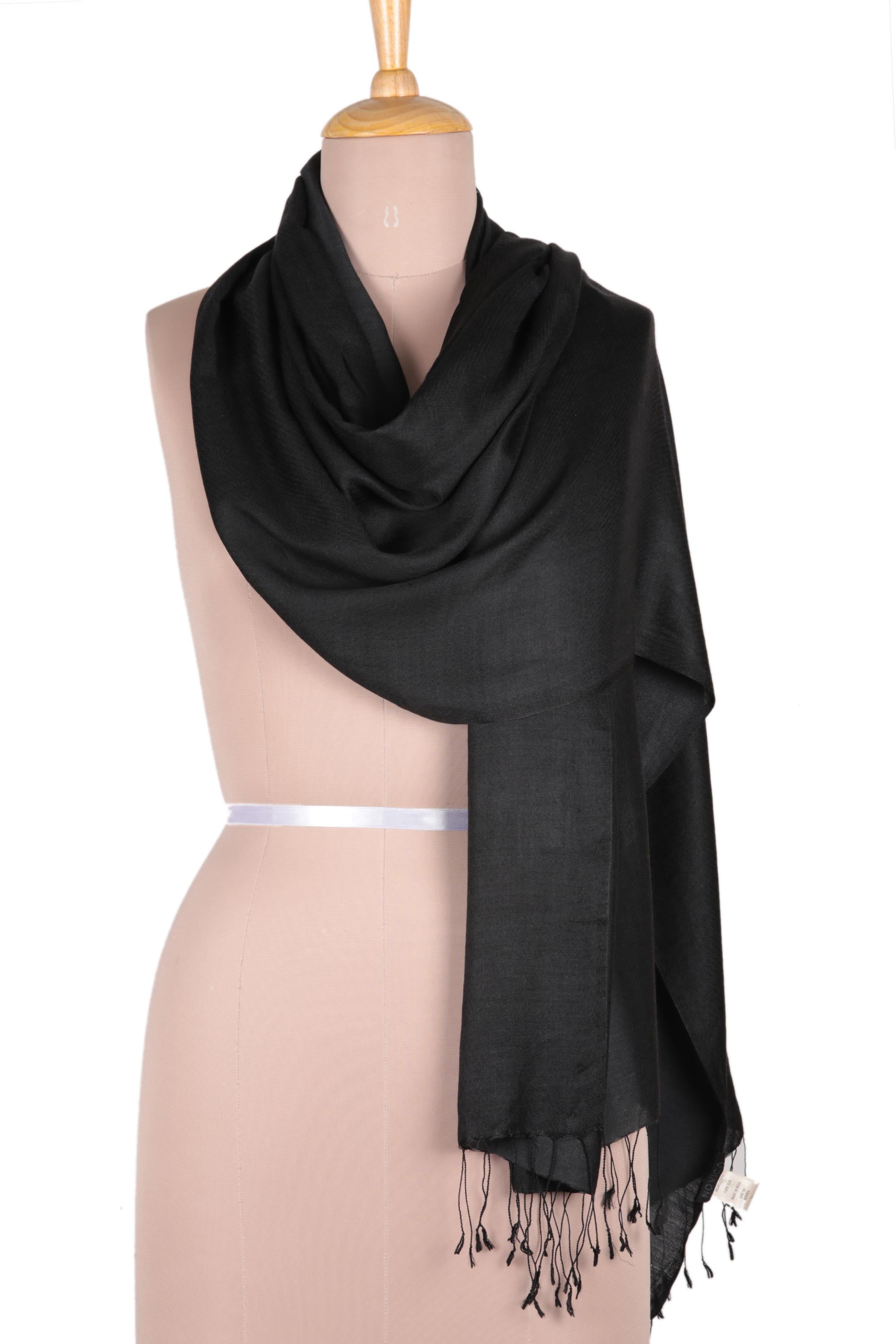 Onyx Nights Indian Silk Shawl Wrap