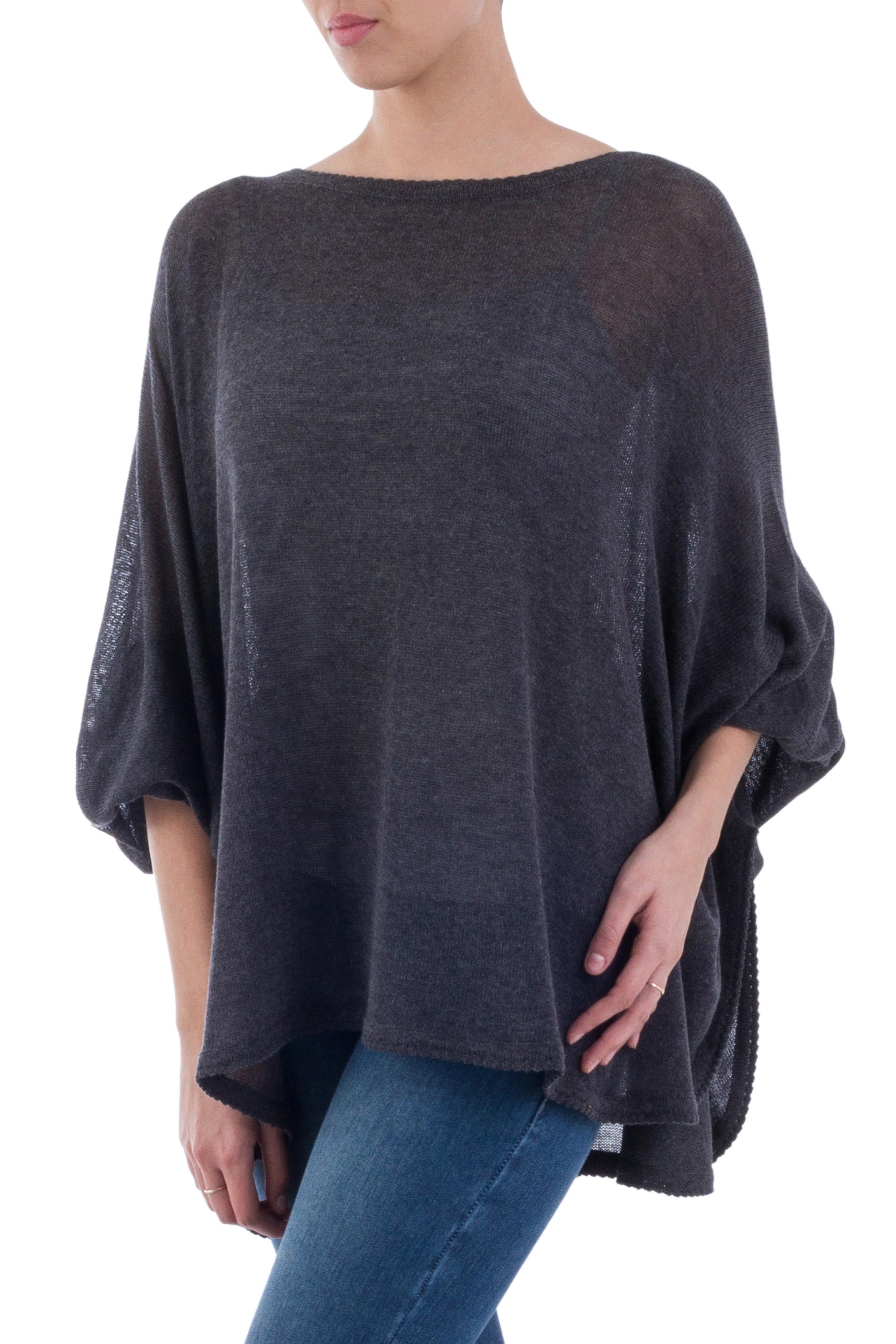 Charcoal Breeze Bohemian Drape Sweater