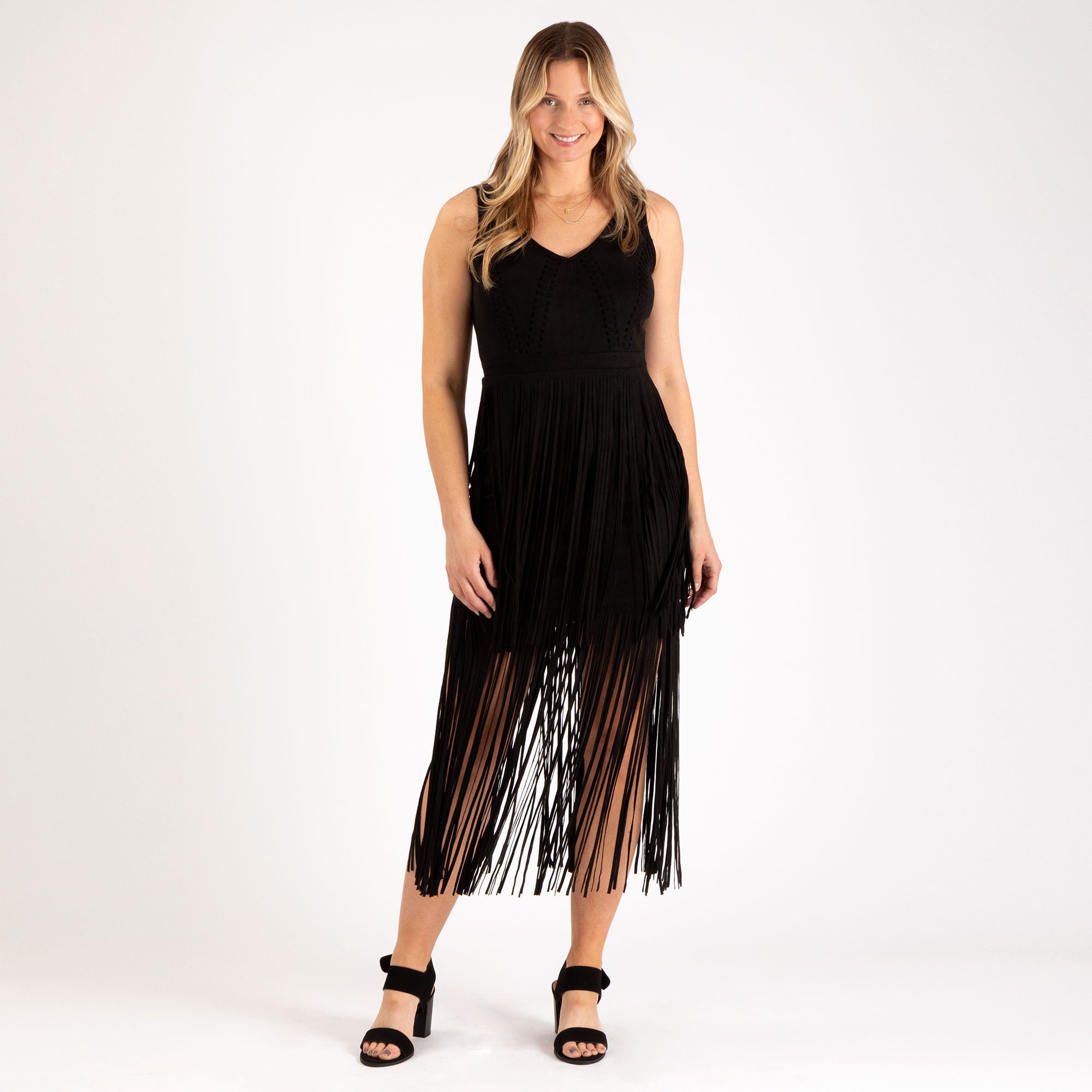 Southern Fringe Faux Suede Dress