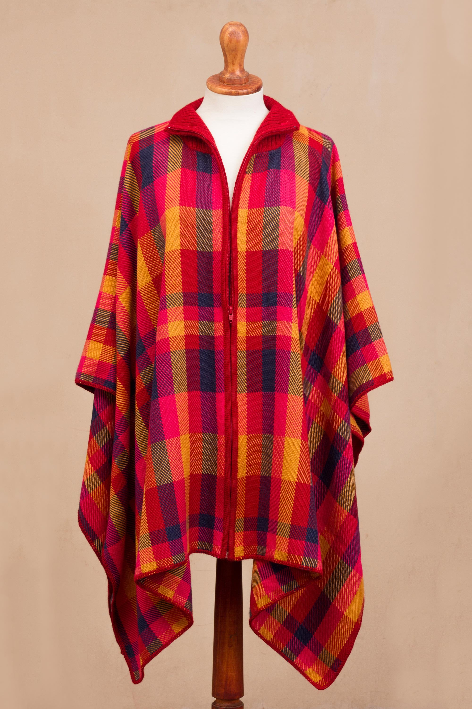 Cuzco Sunset Colorful Alpaca Blend Poncho from Peru