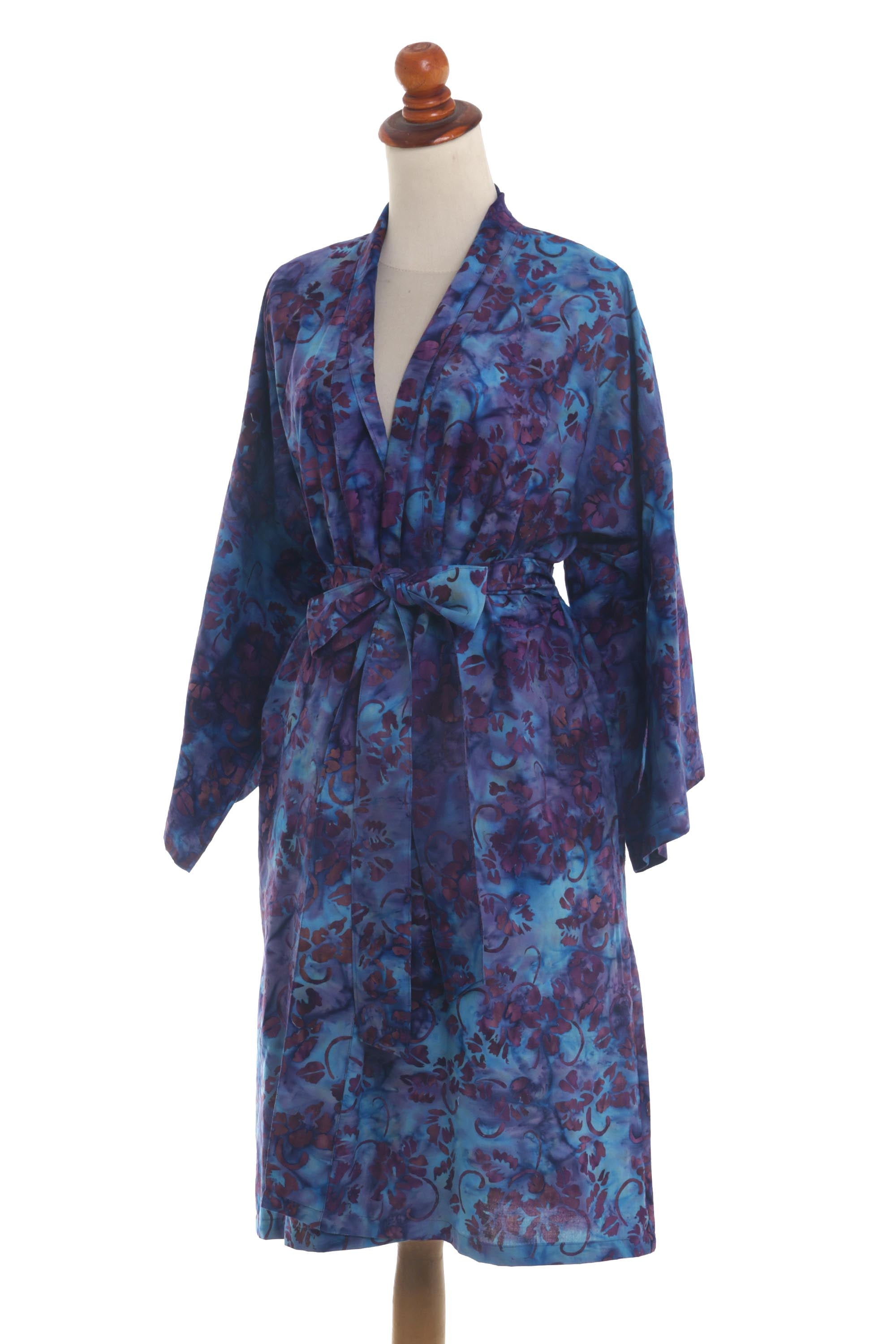 Moonlit Blossoms 100% Cotton Artisan Batik Robe