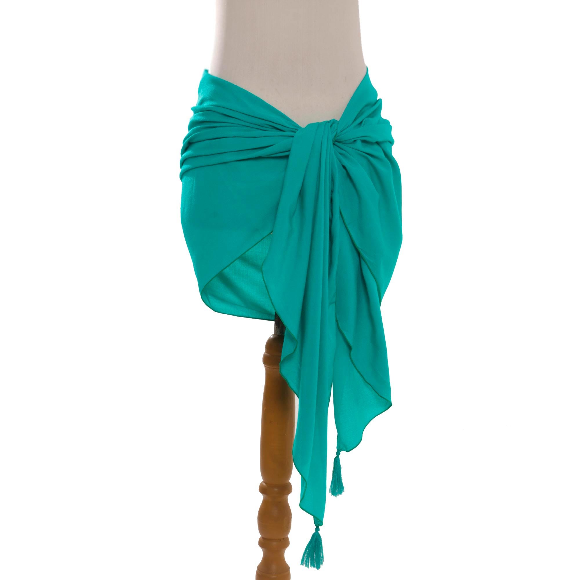 Paradise Breeze in Turquoise Handmade Turquoise 100% Rayon Short Sarong from Indonesia