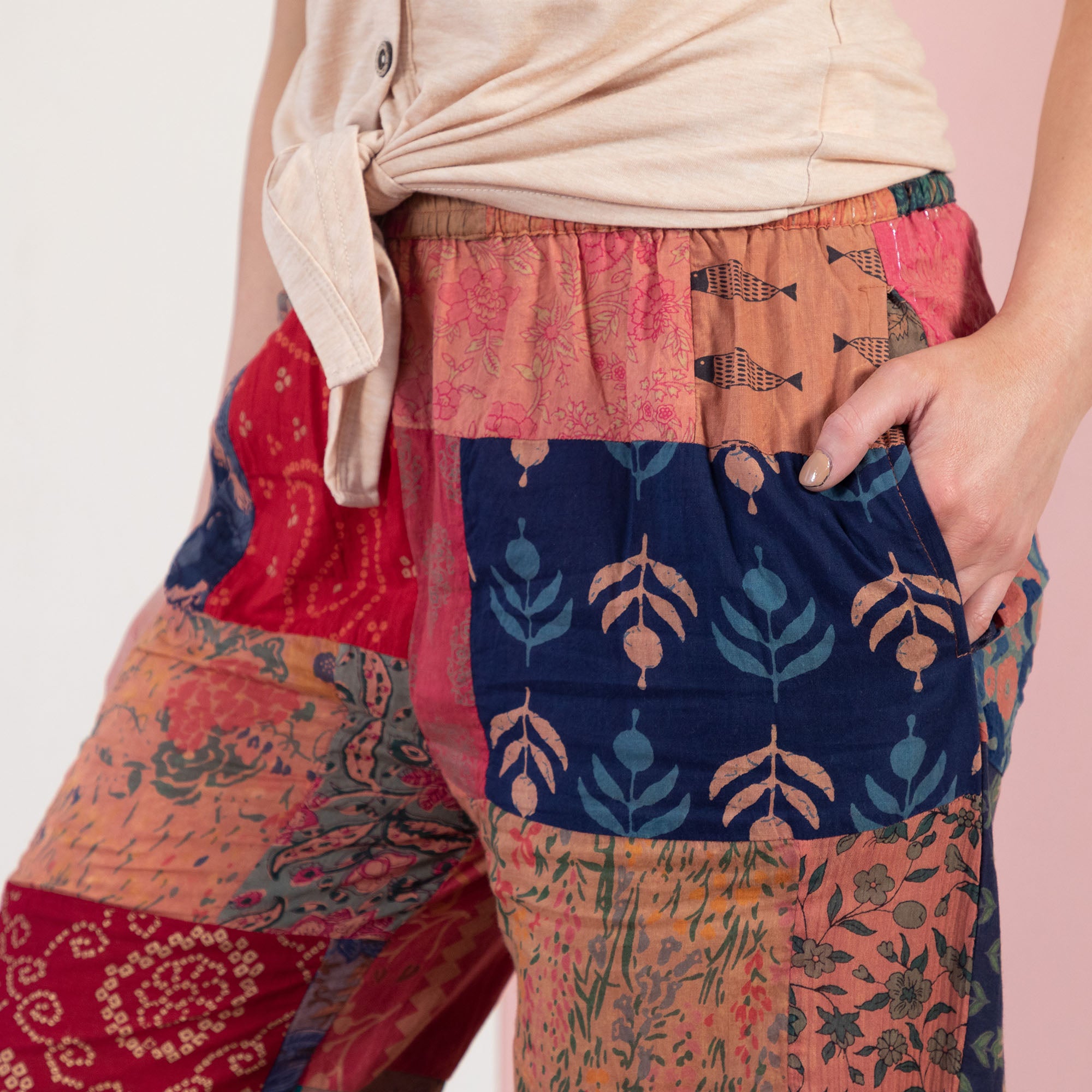 Wide-Leg Patchwork Pants