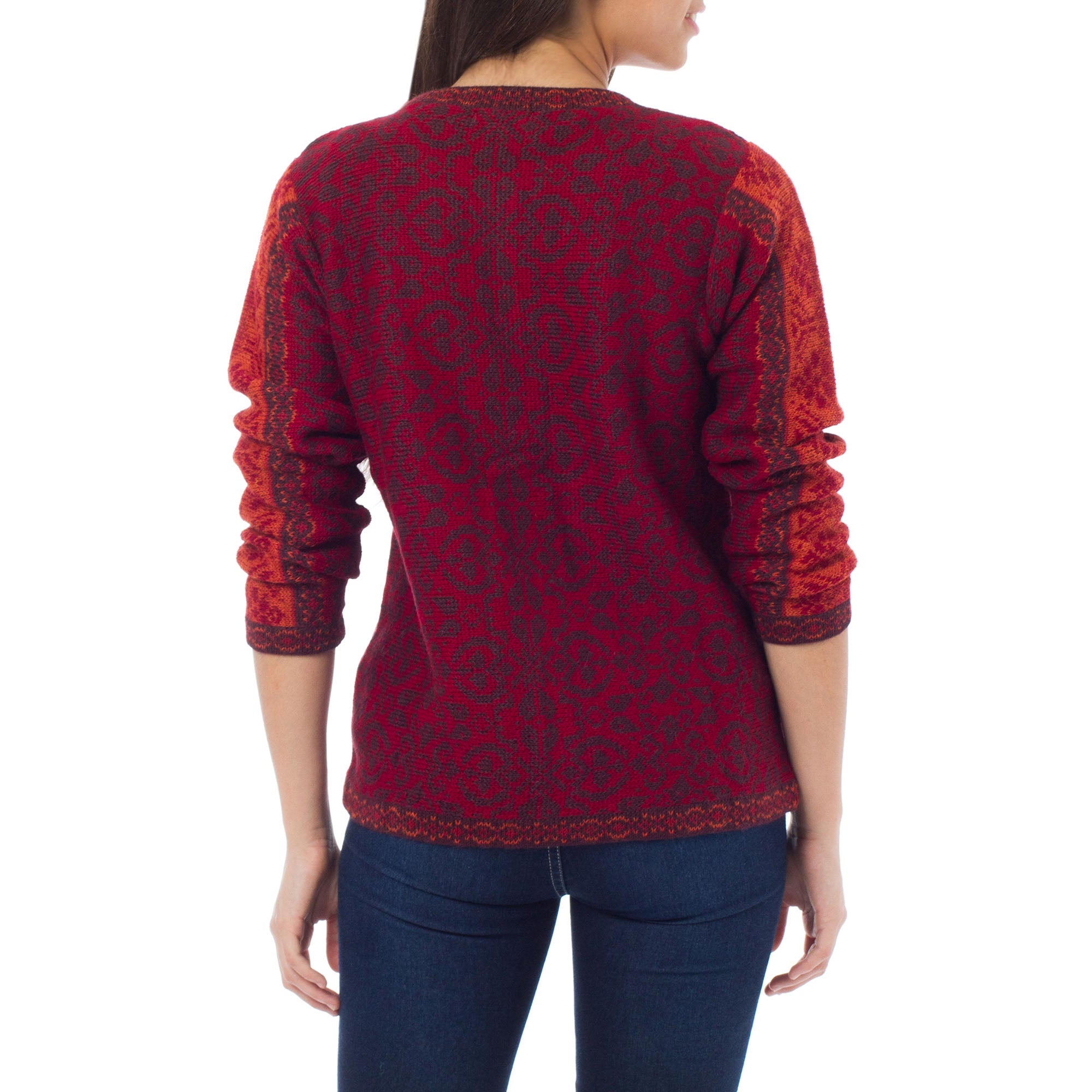 Andean Alpaca Poinsettia Alpaca Sweater