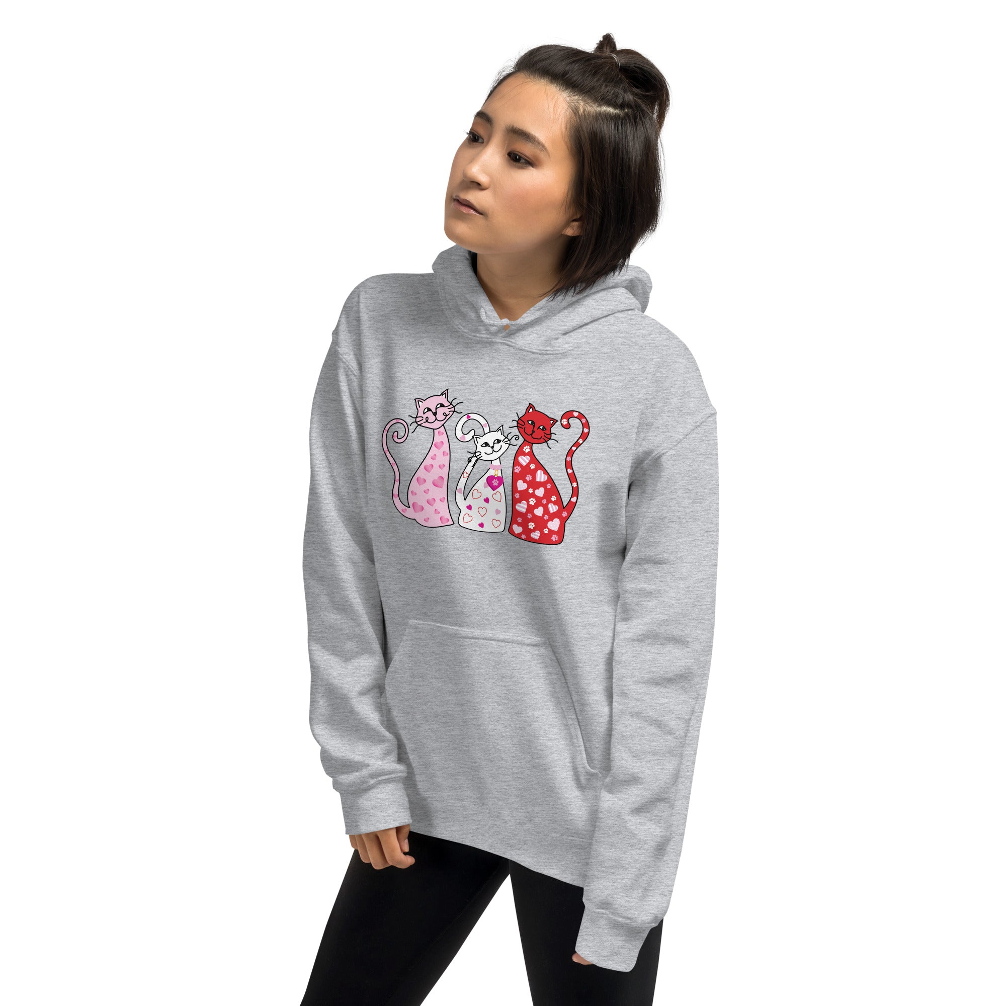 Whimsy Valentine Cats Hoodie