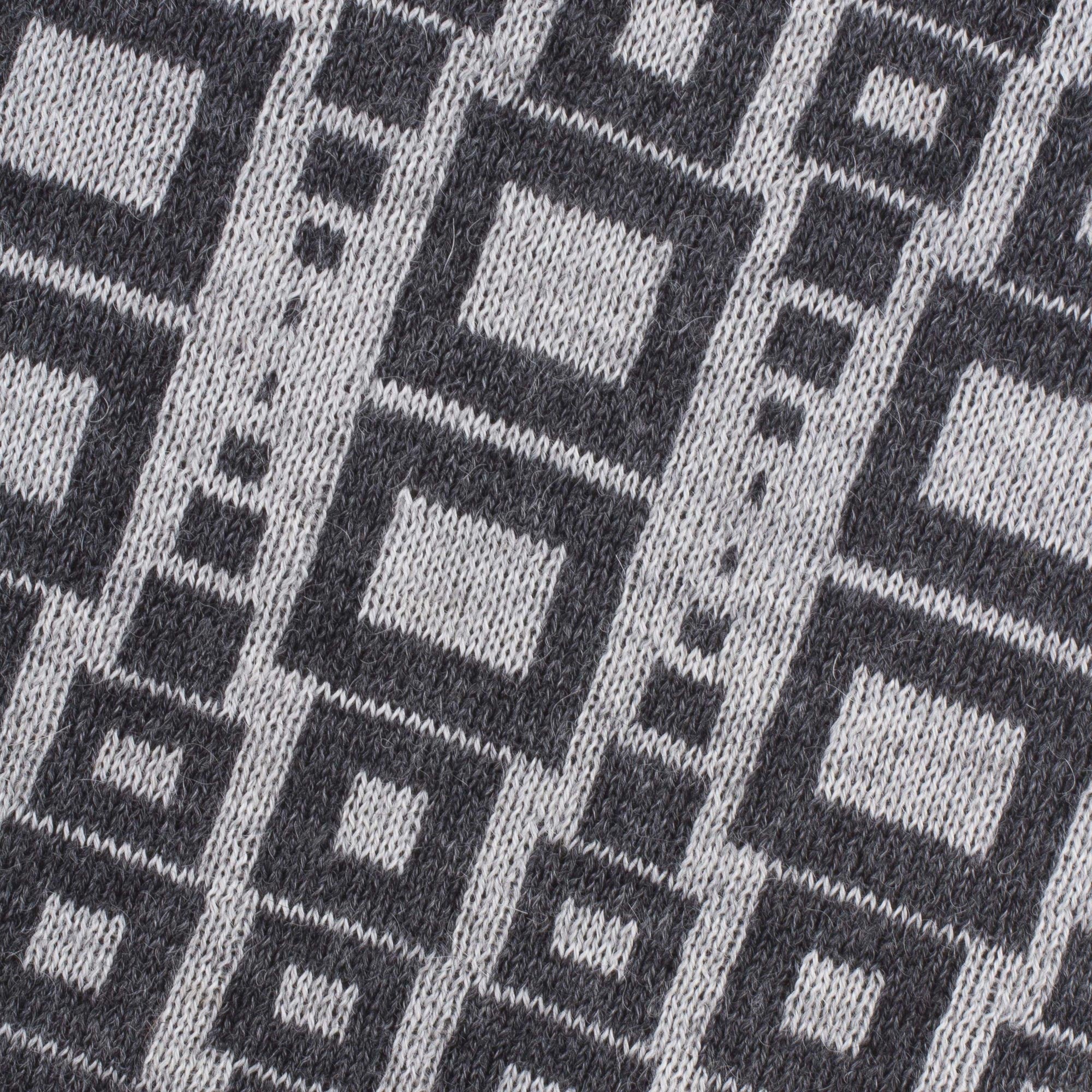 Andean Windows in Slate Alpaca Blend Scarf in Pearl Grey and Slate from Peru