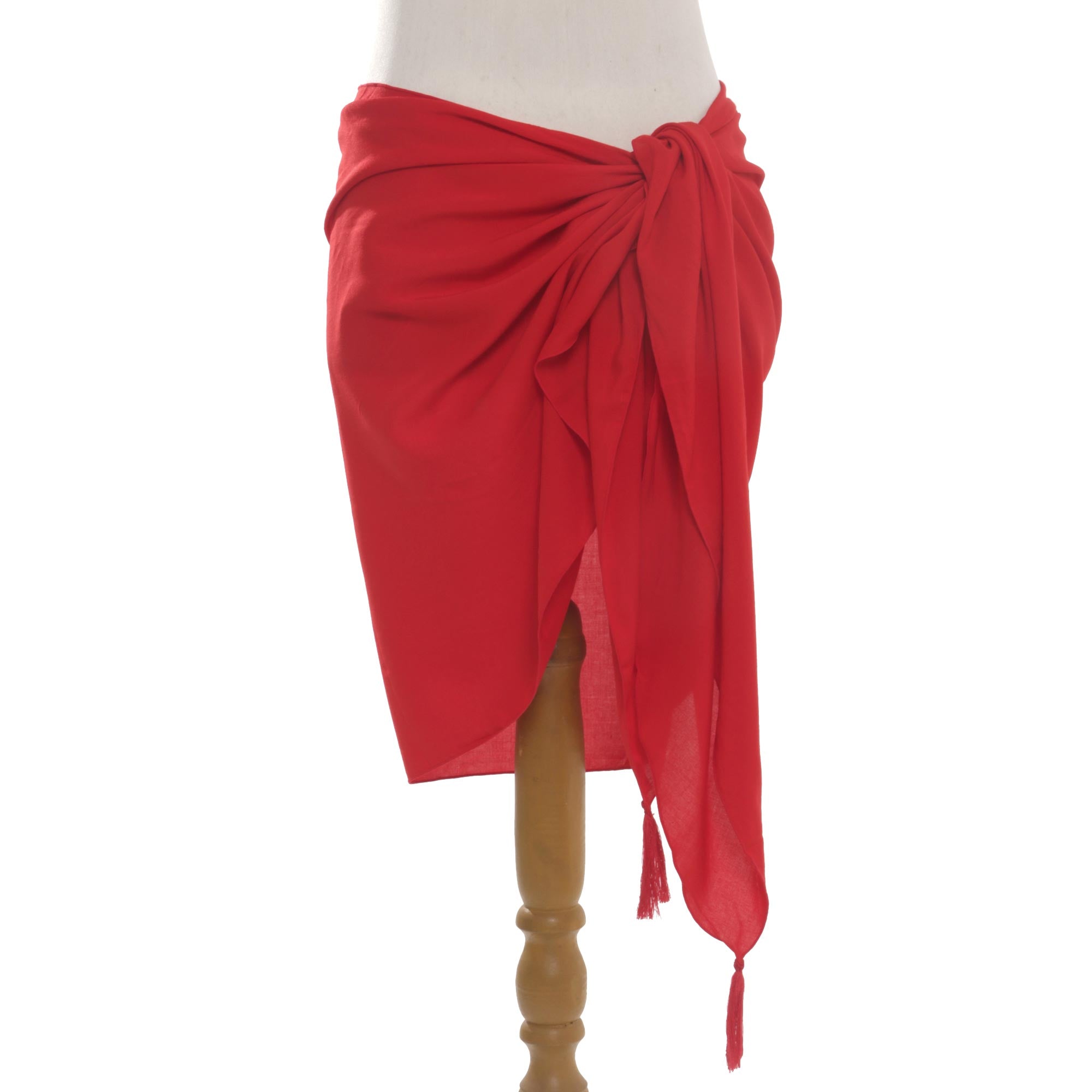 Paradise Breeze in Red Handmade Red 100% Rayon Sarong from Indonesia