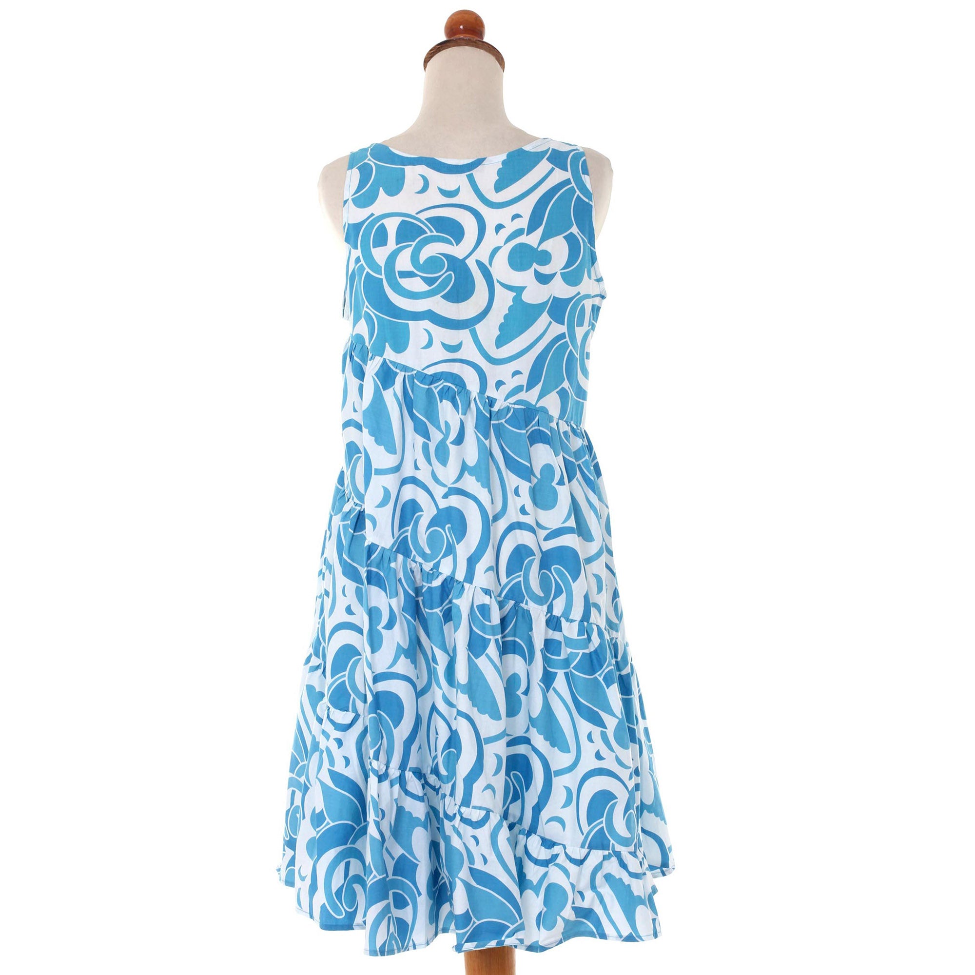 Balinese Sea Blue Cotton Batik Dress