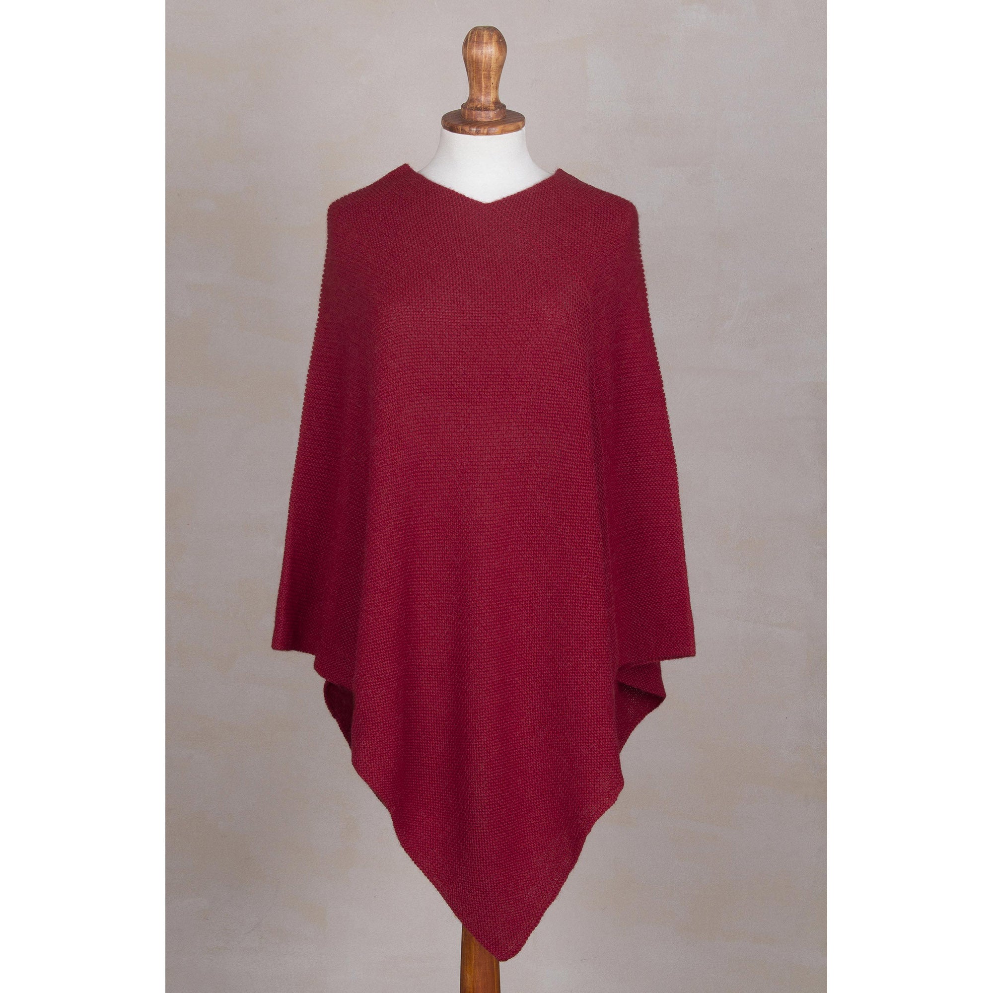 Enchanted Evening in Claret Alpaca Poncho