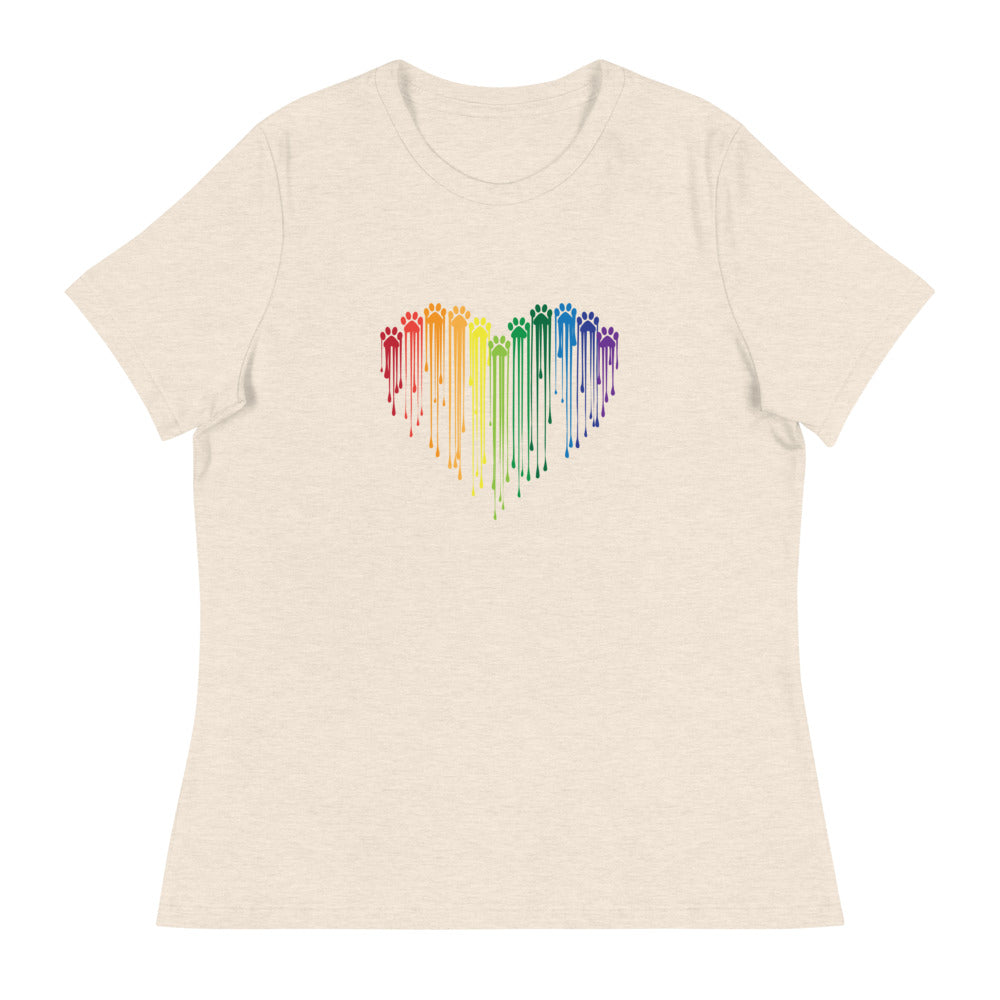 Rainbow Painted Paws Women's Relaxed T-Shirt