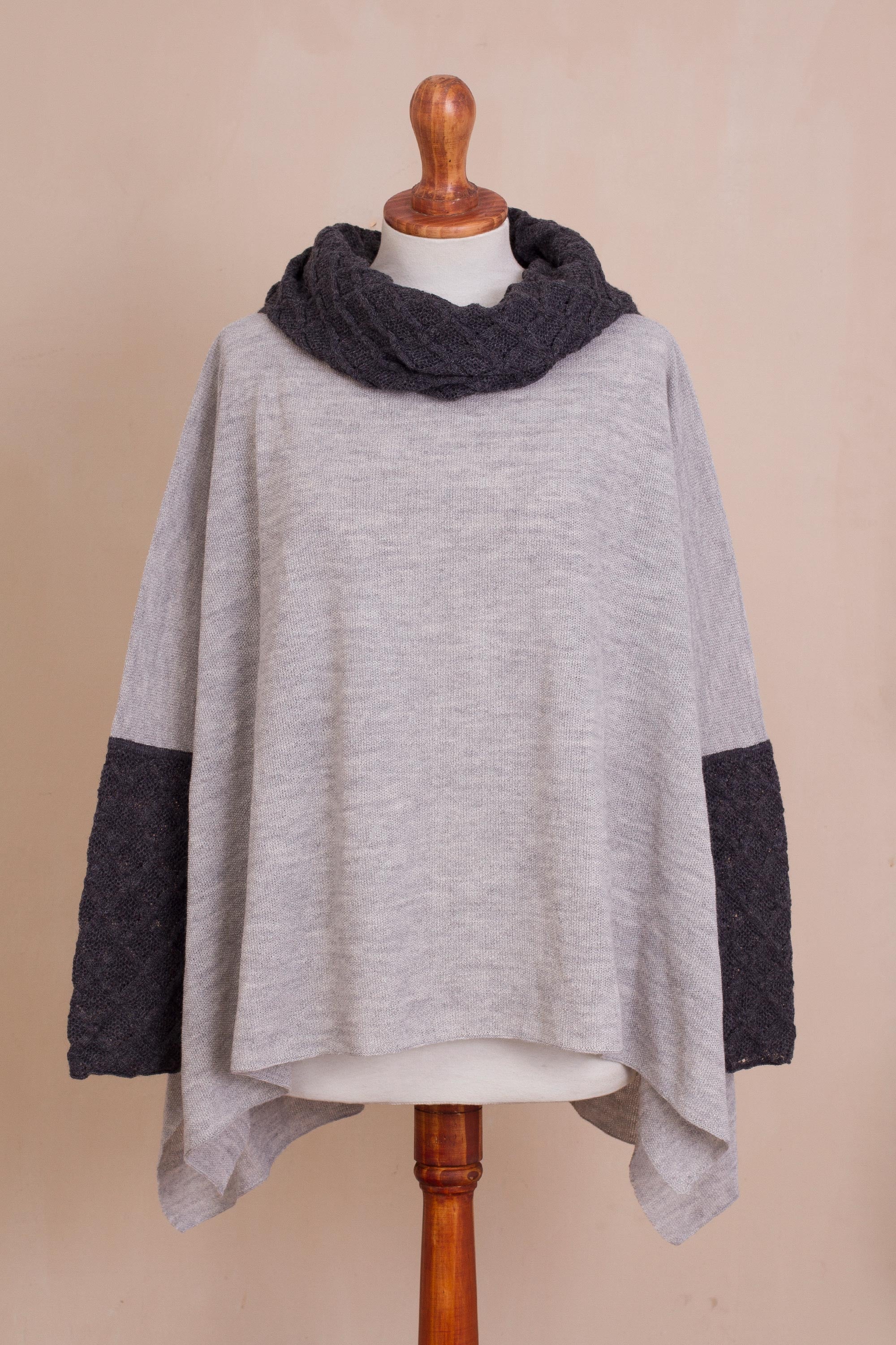 Beautiful Warmth in Dove Grey Knit Alpaca Blend Pullover in Dove Grey from Peru