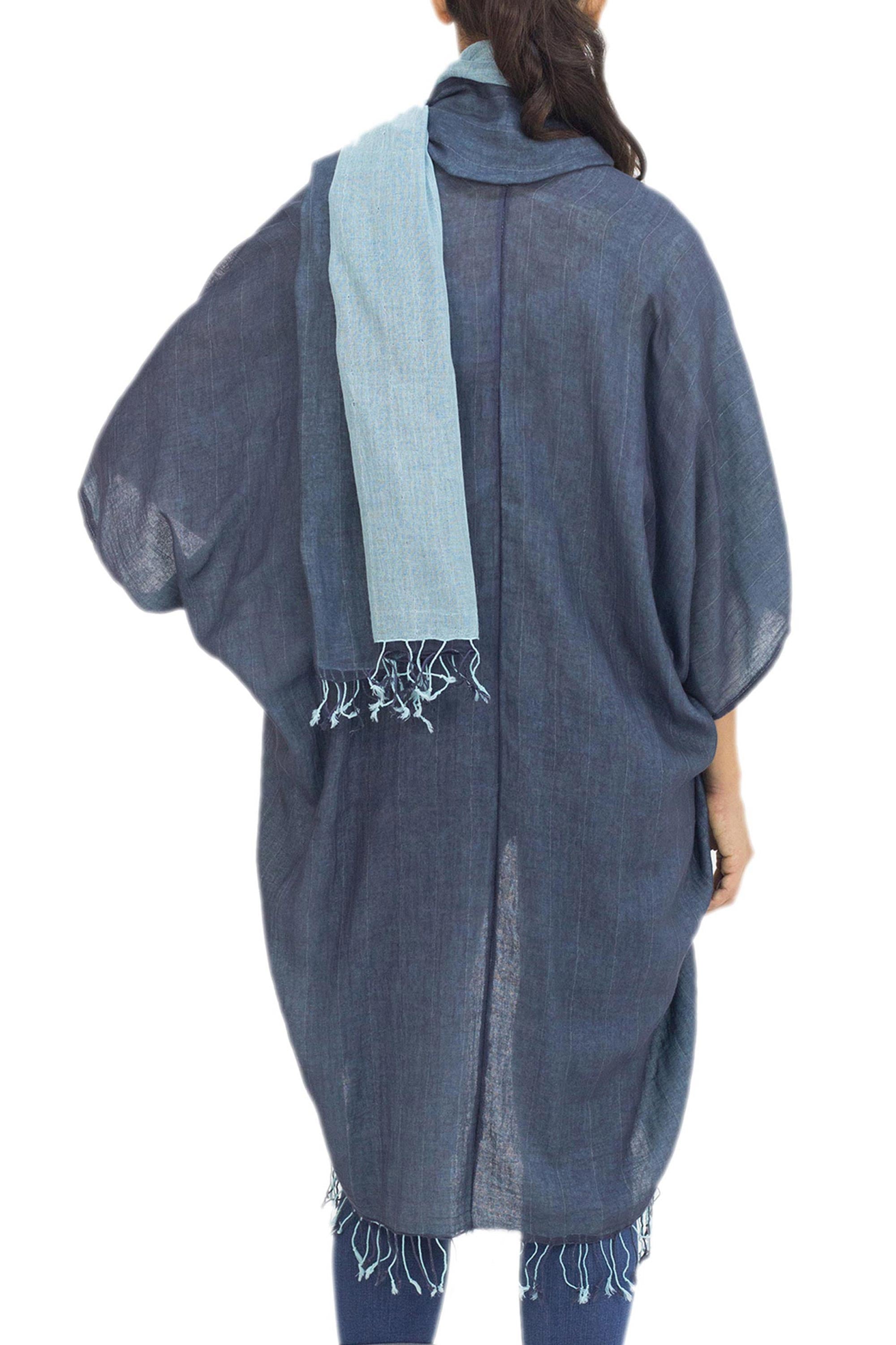 Blue Mystique 100% Cotton Blue Jacket and Scarf Set from Thailand