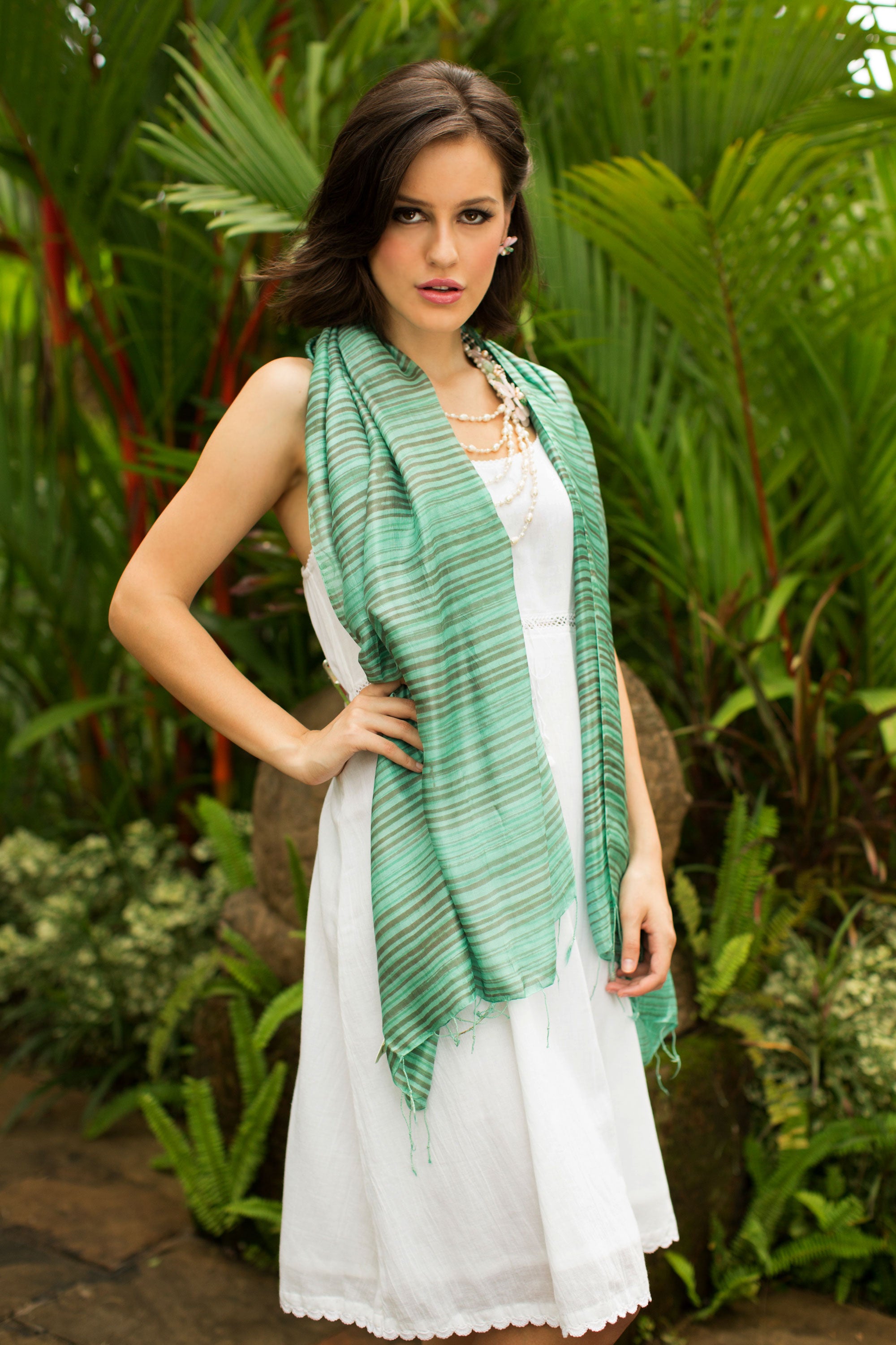 Mint Melody Fair Trade Silk Shawl