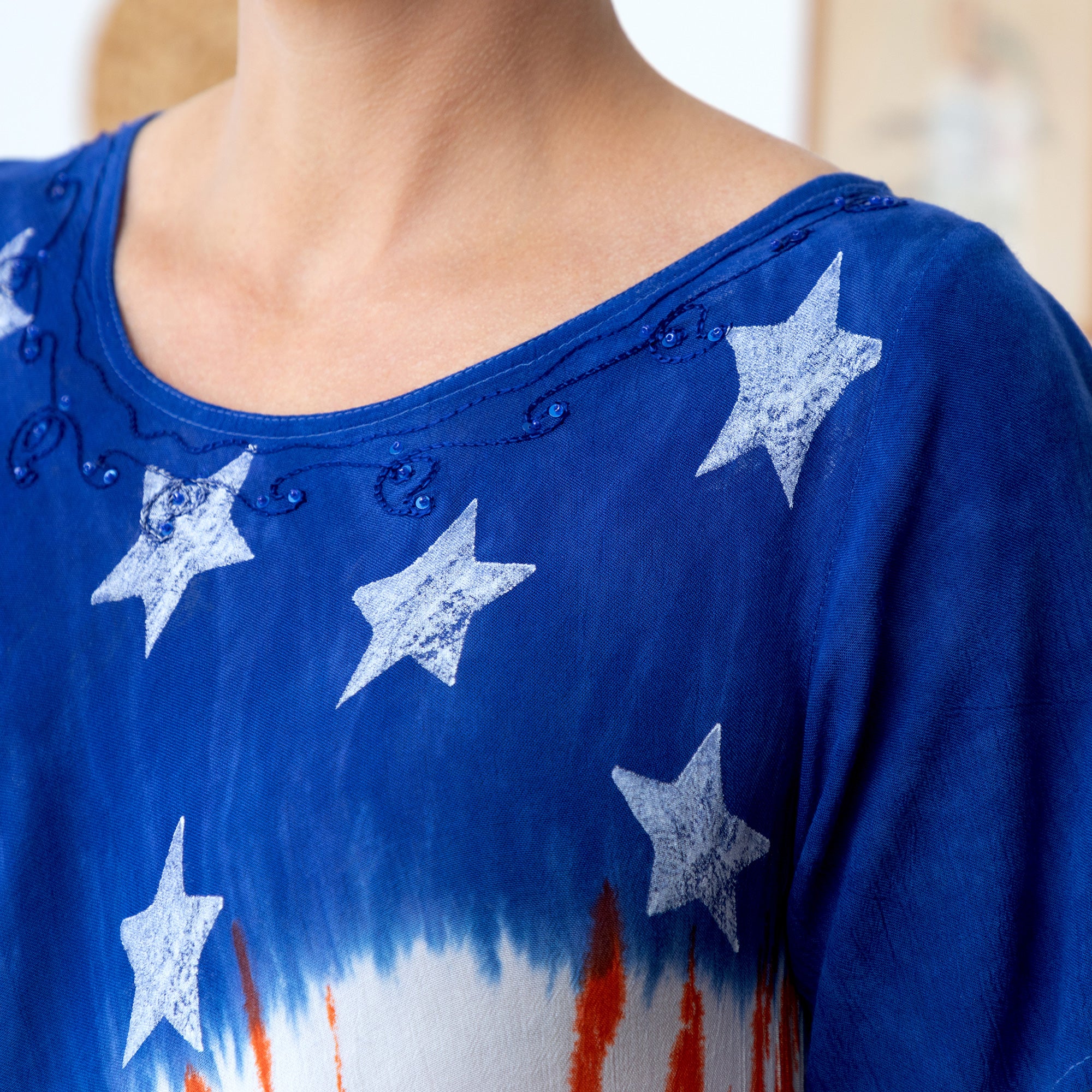 Diagonal Stars & Stripes Short Sleeve Tunic