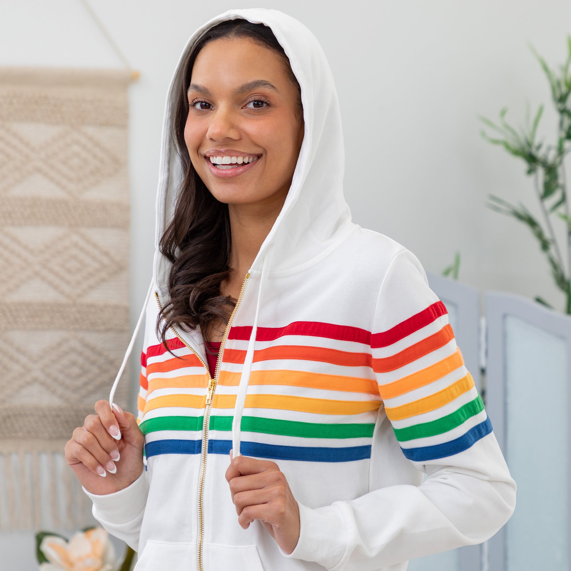 Retro Stripe Zip Up Hoodie