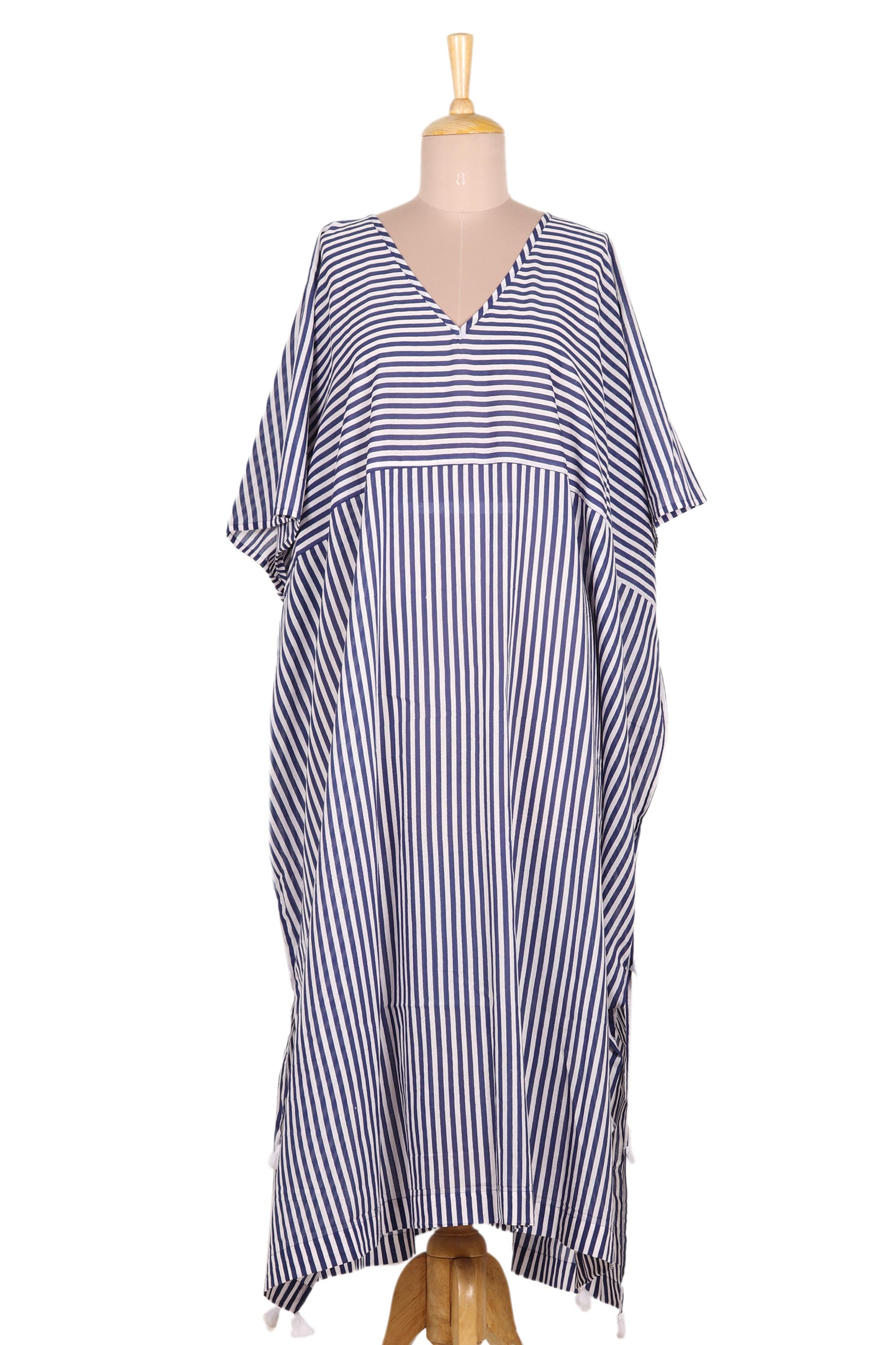 Delhi Stripe Relaxed Striped Cotton Caftan Dress