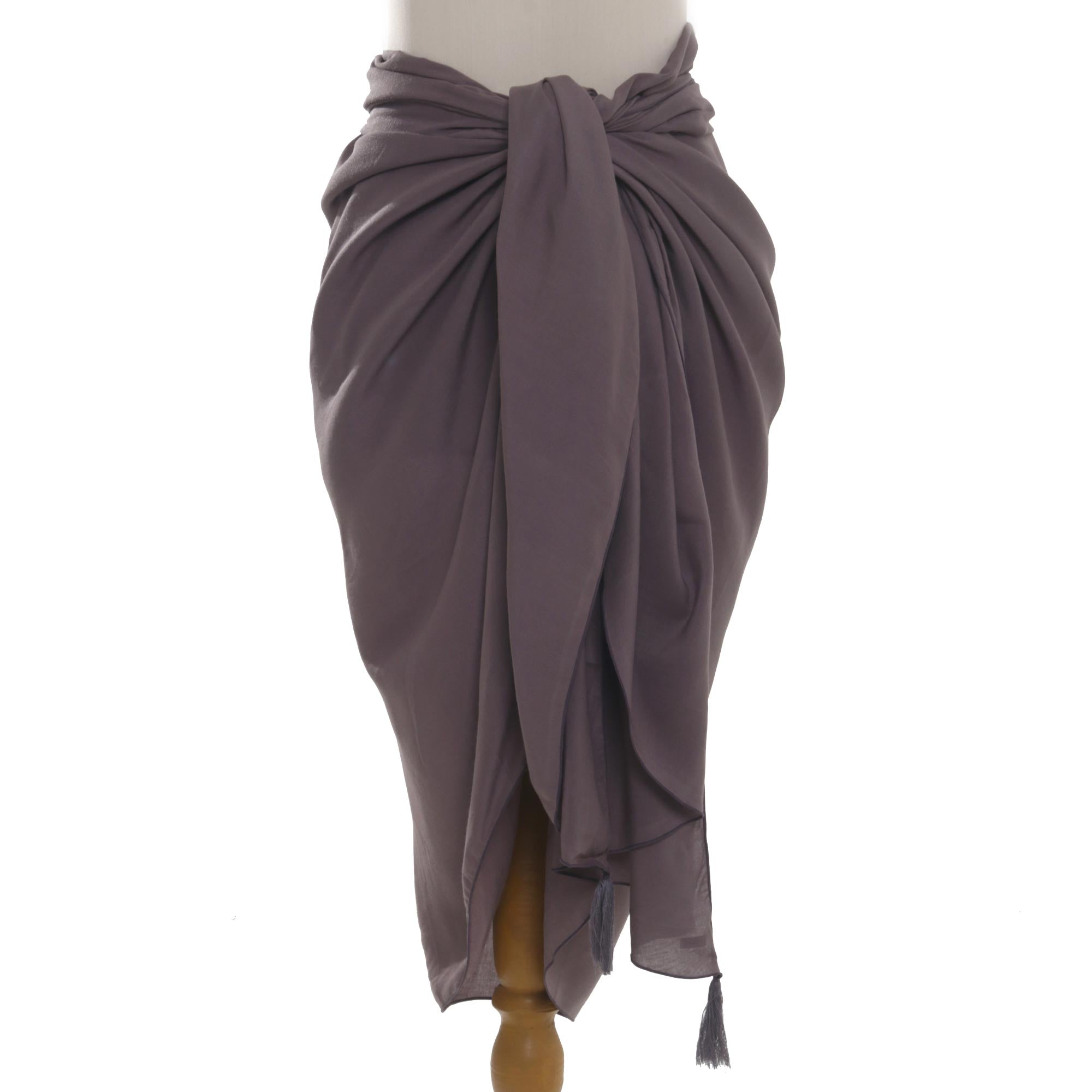 Tropical Breeze in Pewter Handmade Grey 100% Rayon Sarong from Indonesia