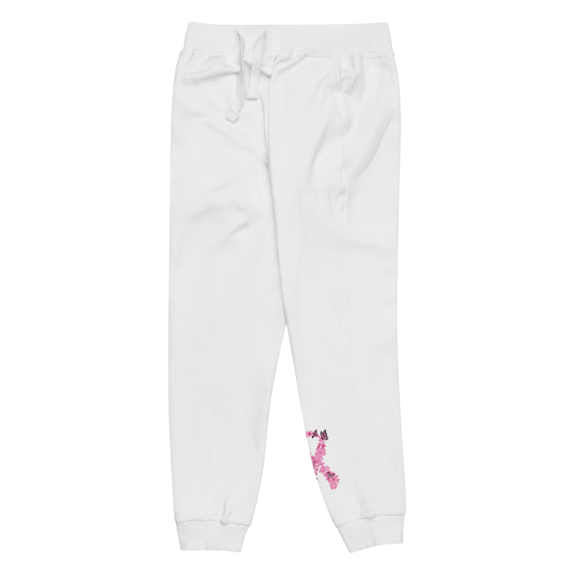 Pink Ribbon Butterflies Take Flight Fleece Sweatpants