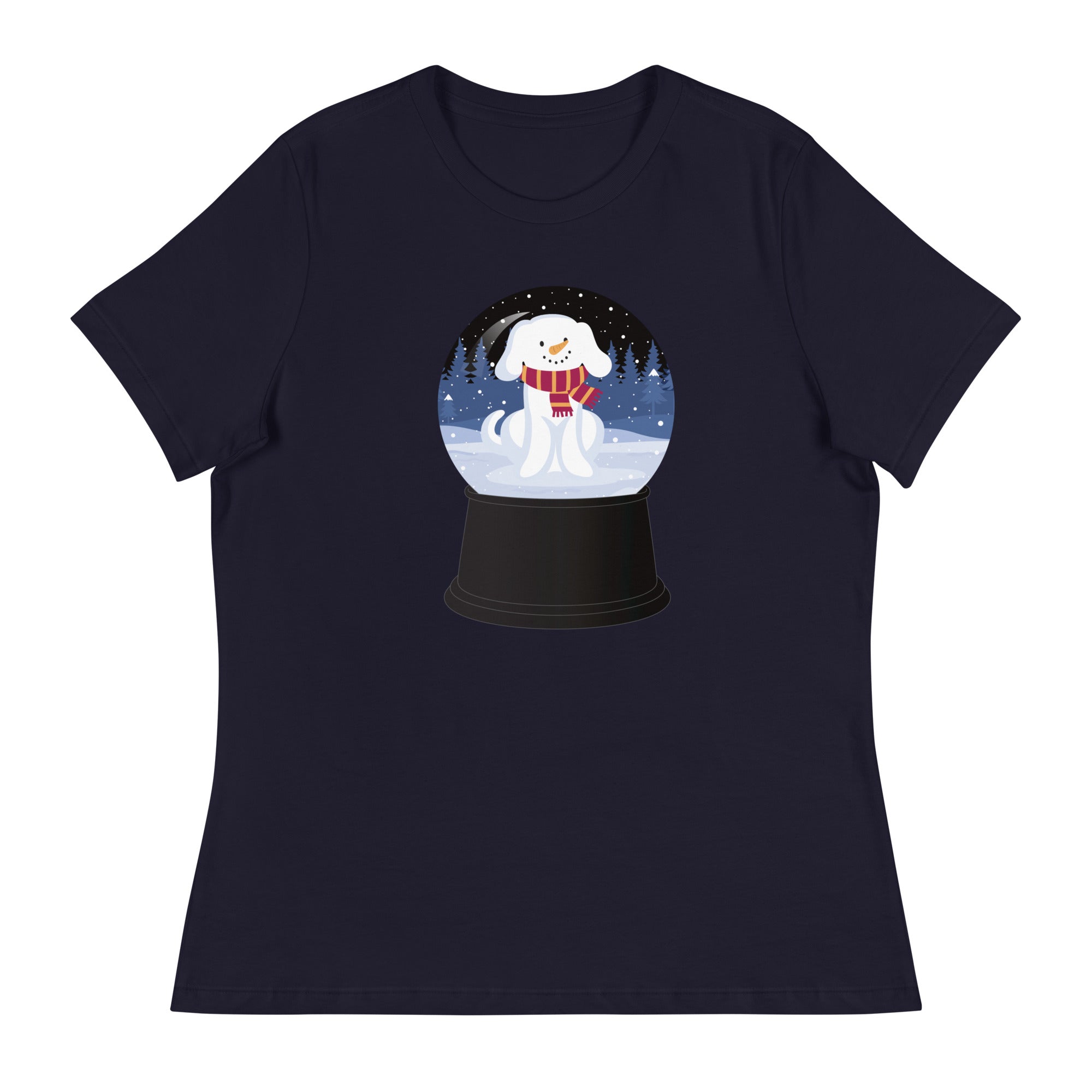 Snowman Puppy Snow Globe Women's Relaxed T-Shirt