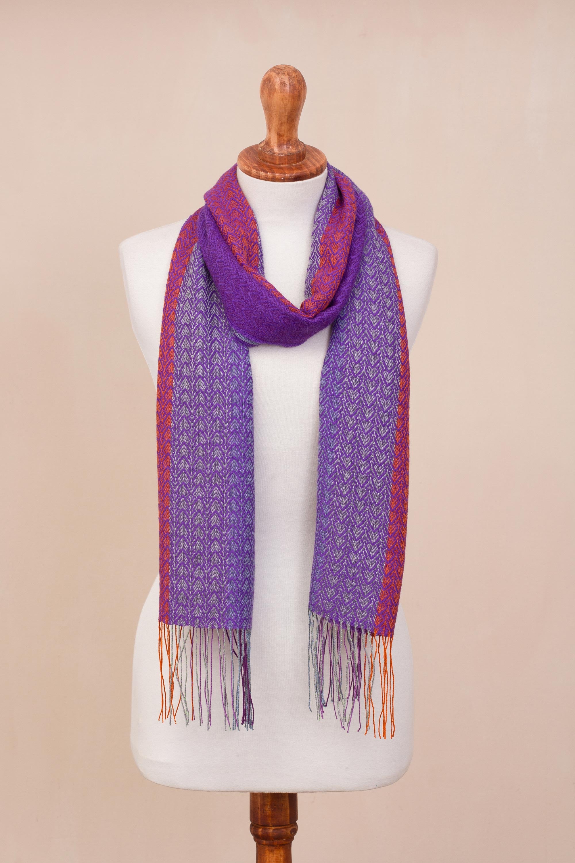 Perfect Harmony Hand Woven Striped Alpaca Blend Wrap Scarf from Peru