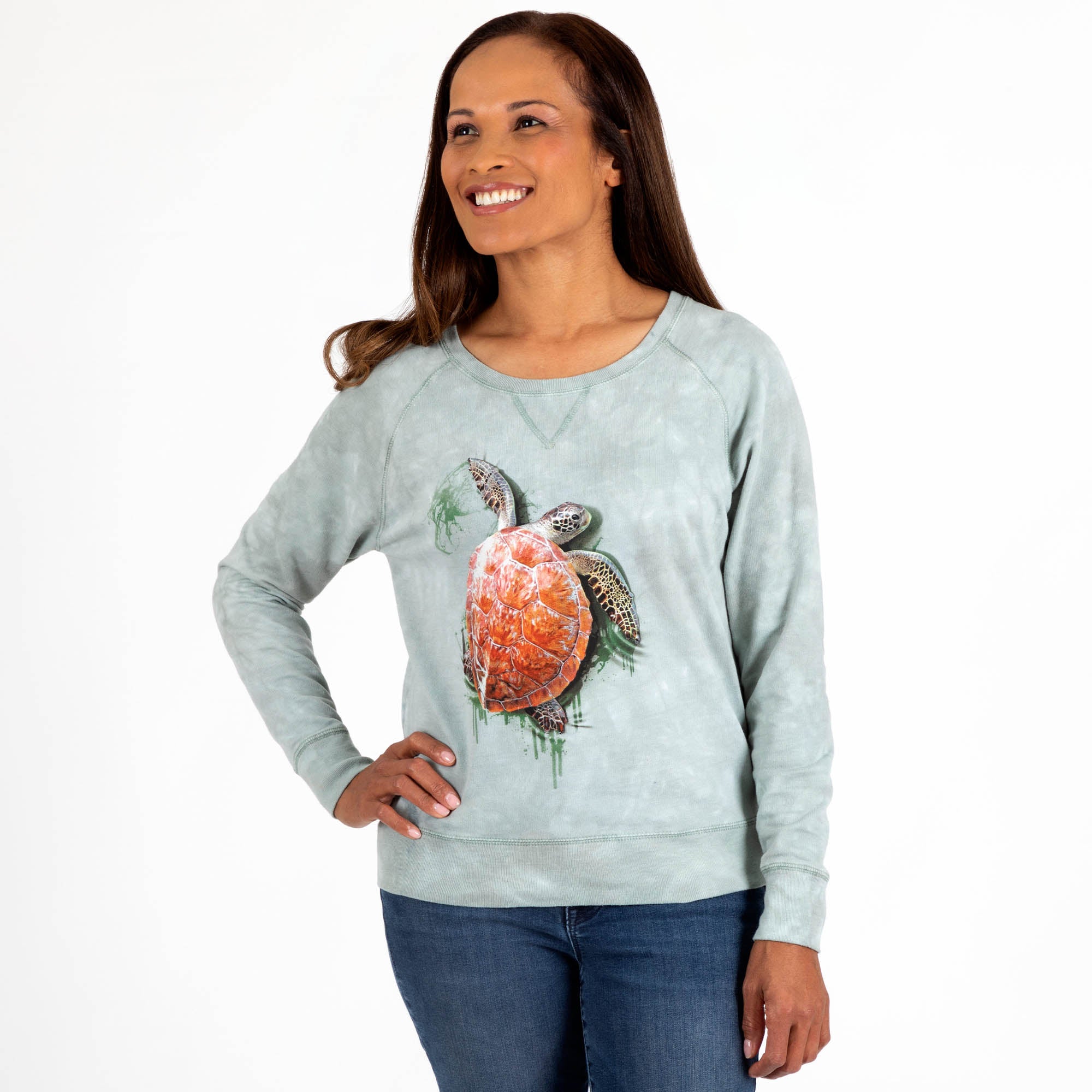 Turtle Tie-Dye Women's Crew Neck Sweatshirt