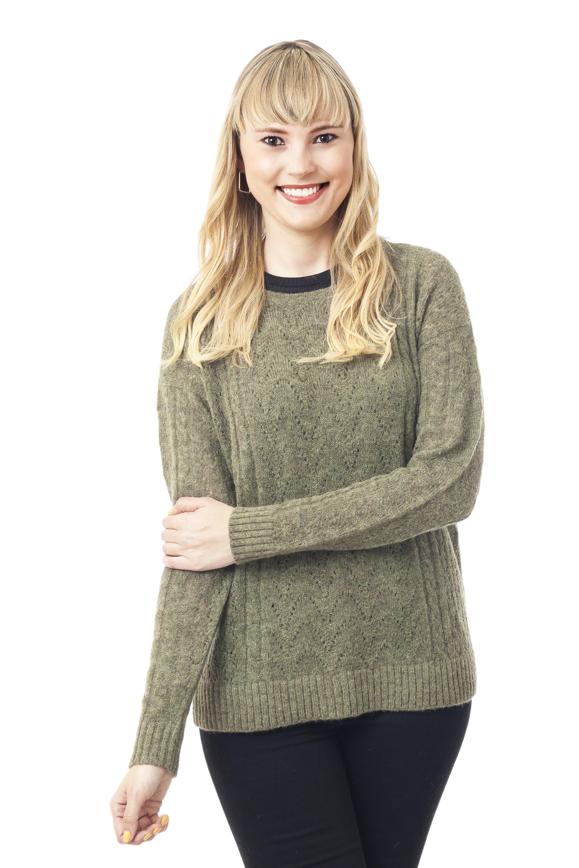 Warm Charm in Olive Cable Knit Baby Apaca Blend Pullover in Olive from Peru