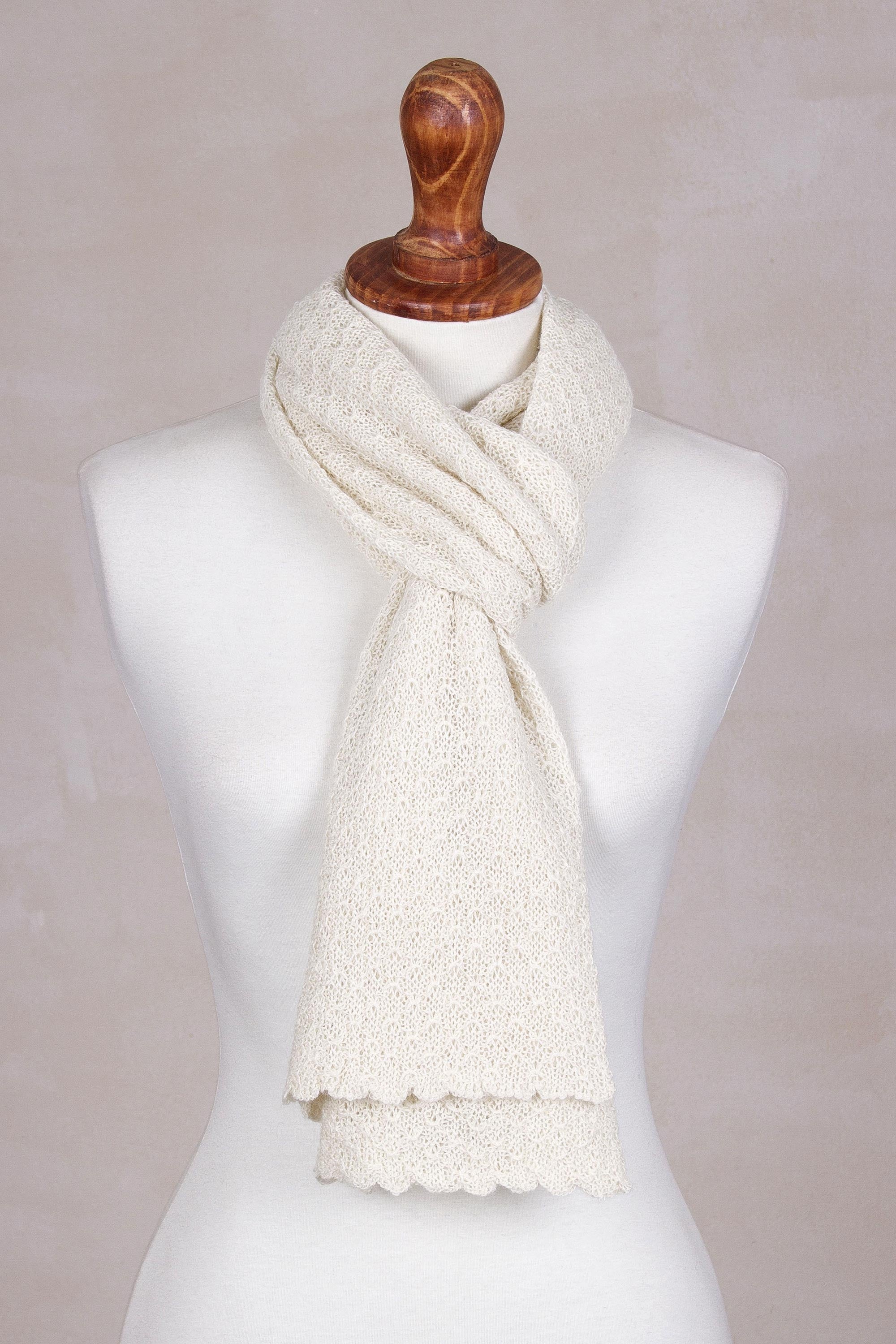 Solid Style in Eggshell Alpaca Scarf