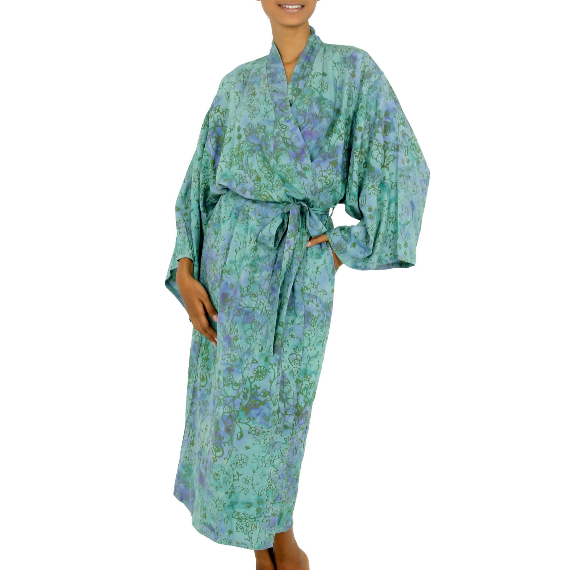 Misty Javanese Forest Purple Batik Robe