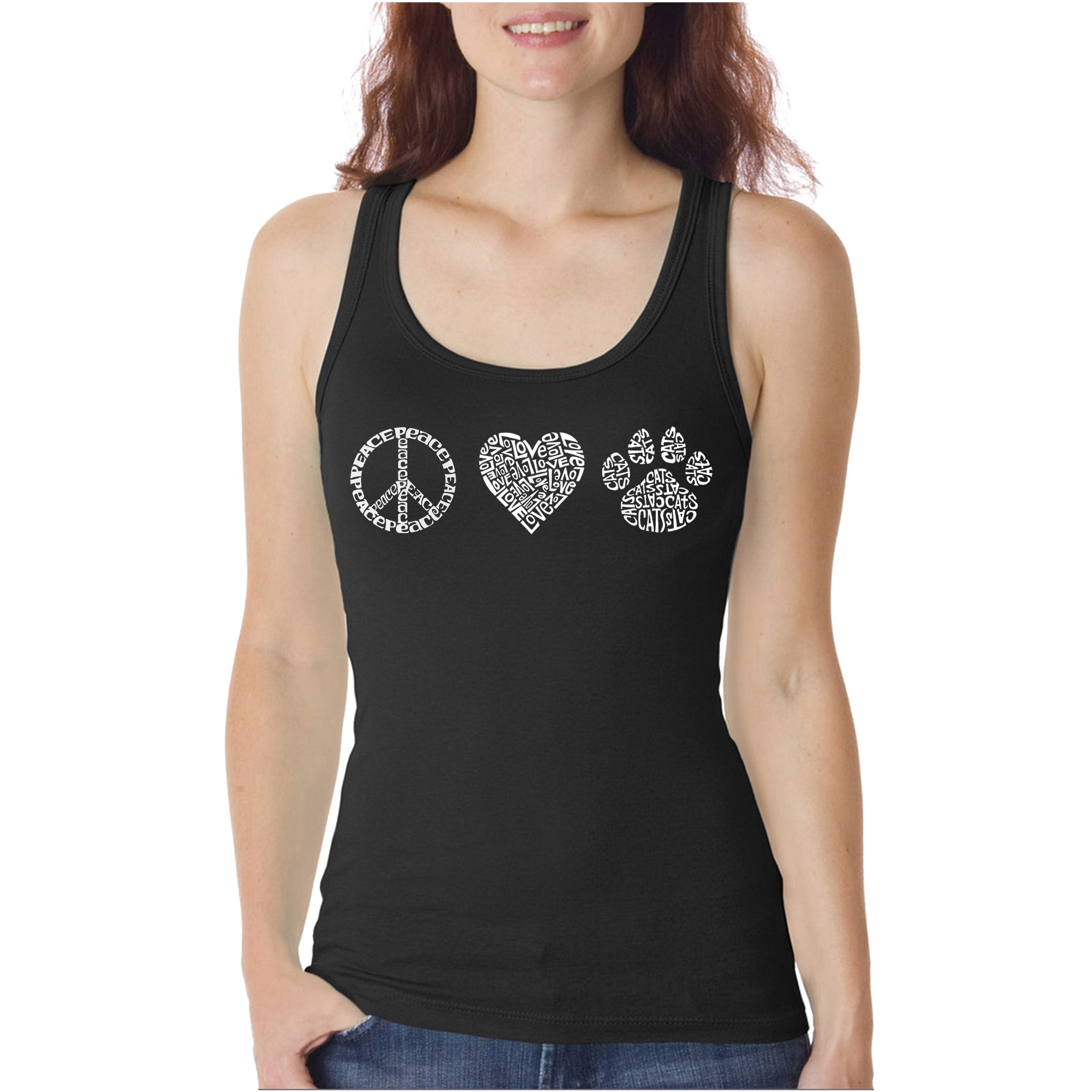 Peace Love Cats  - Women's Word Art Tank Top