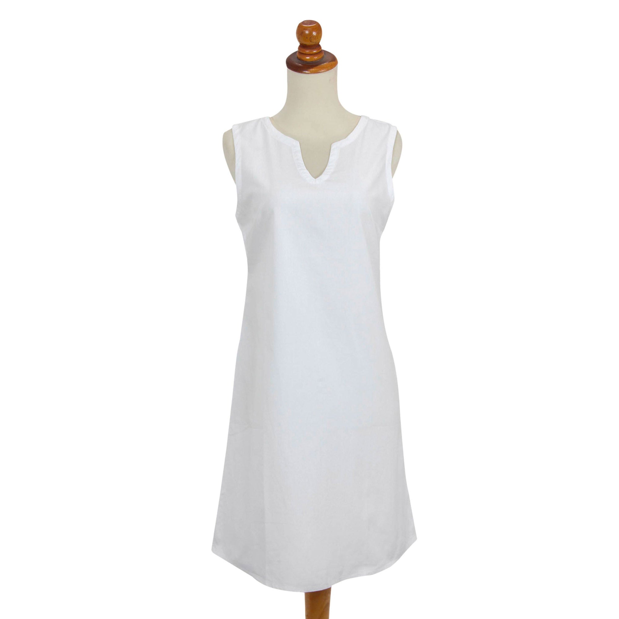 Lily in White Cotton Shift Dress