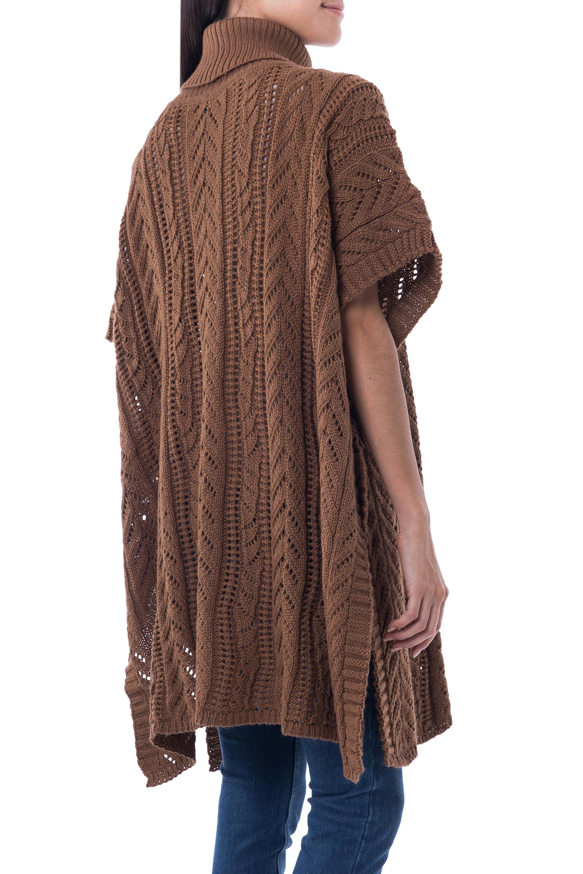 Tan Dreams Alpaca Blend Poncho from Peru