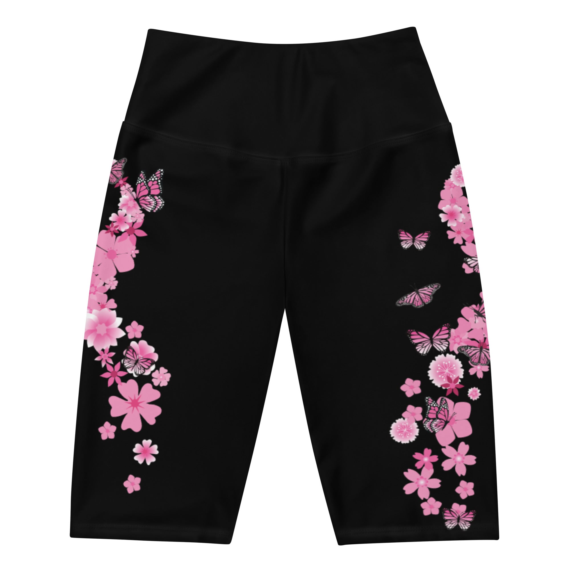 Pink Ribbon Butterflies Take Flight Biker Shorts