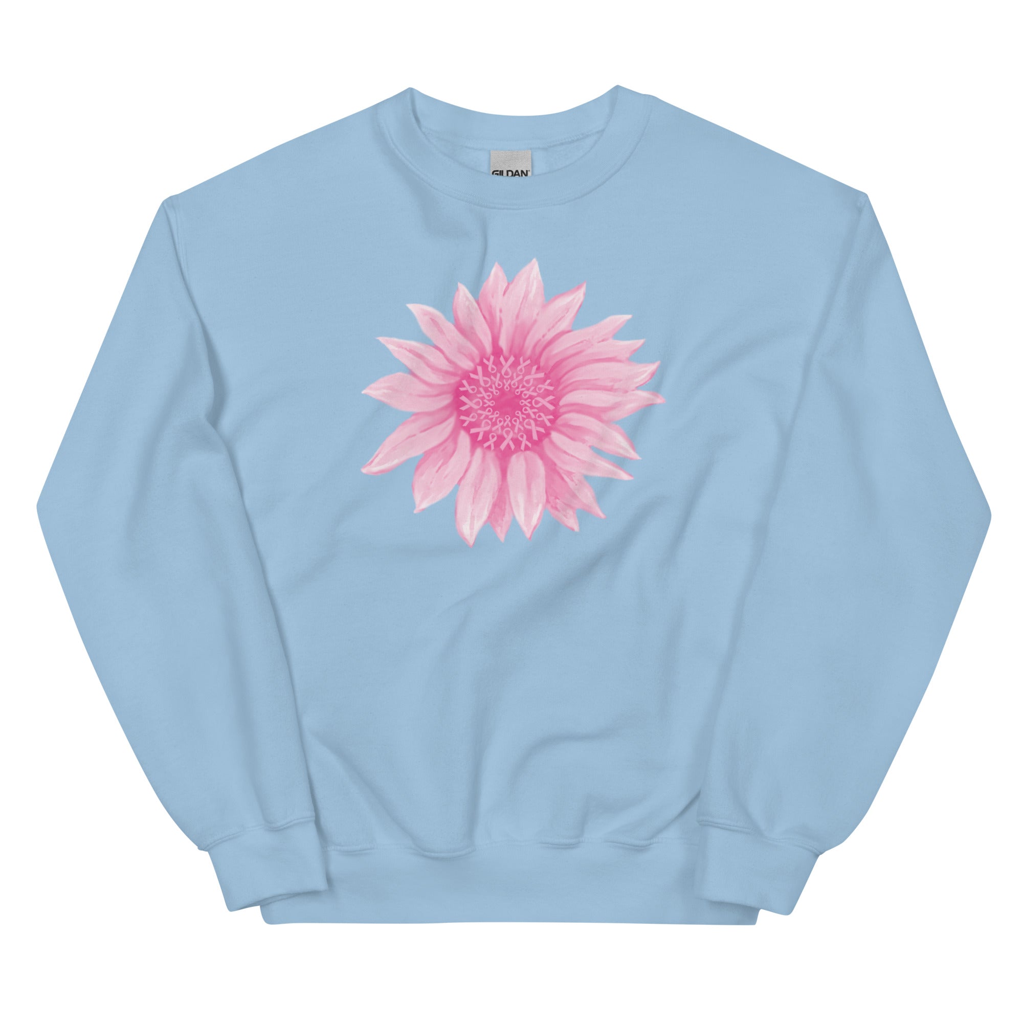 Pink Ribbon Sunflower Crewneck Sweatshirt