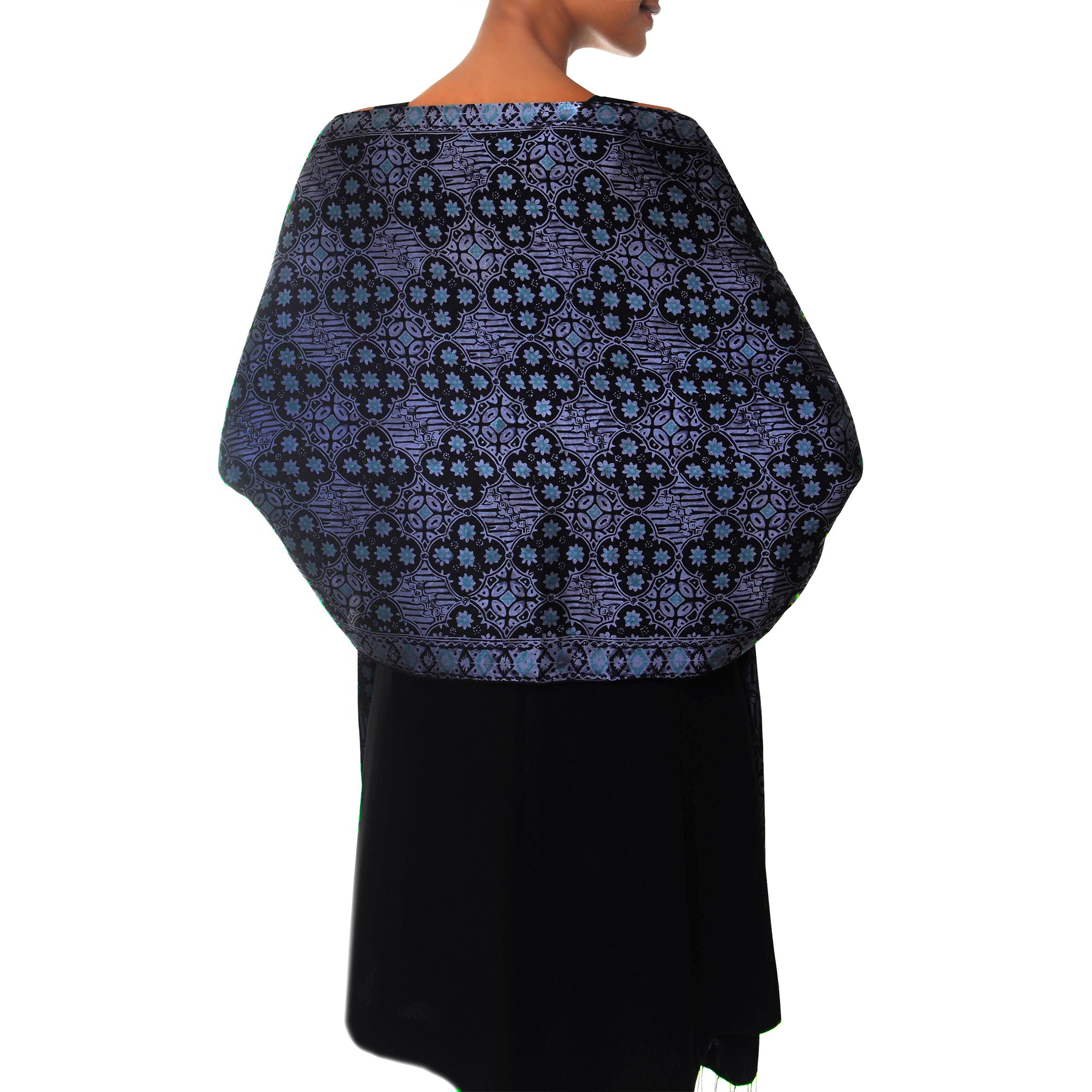 Blue Java Batik Silk Shawl