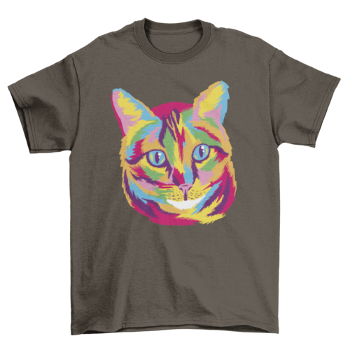 Colorful Cat Animal Face T-Shirt