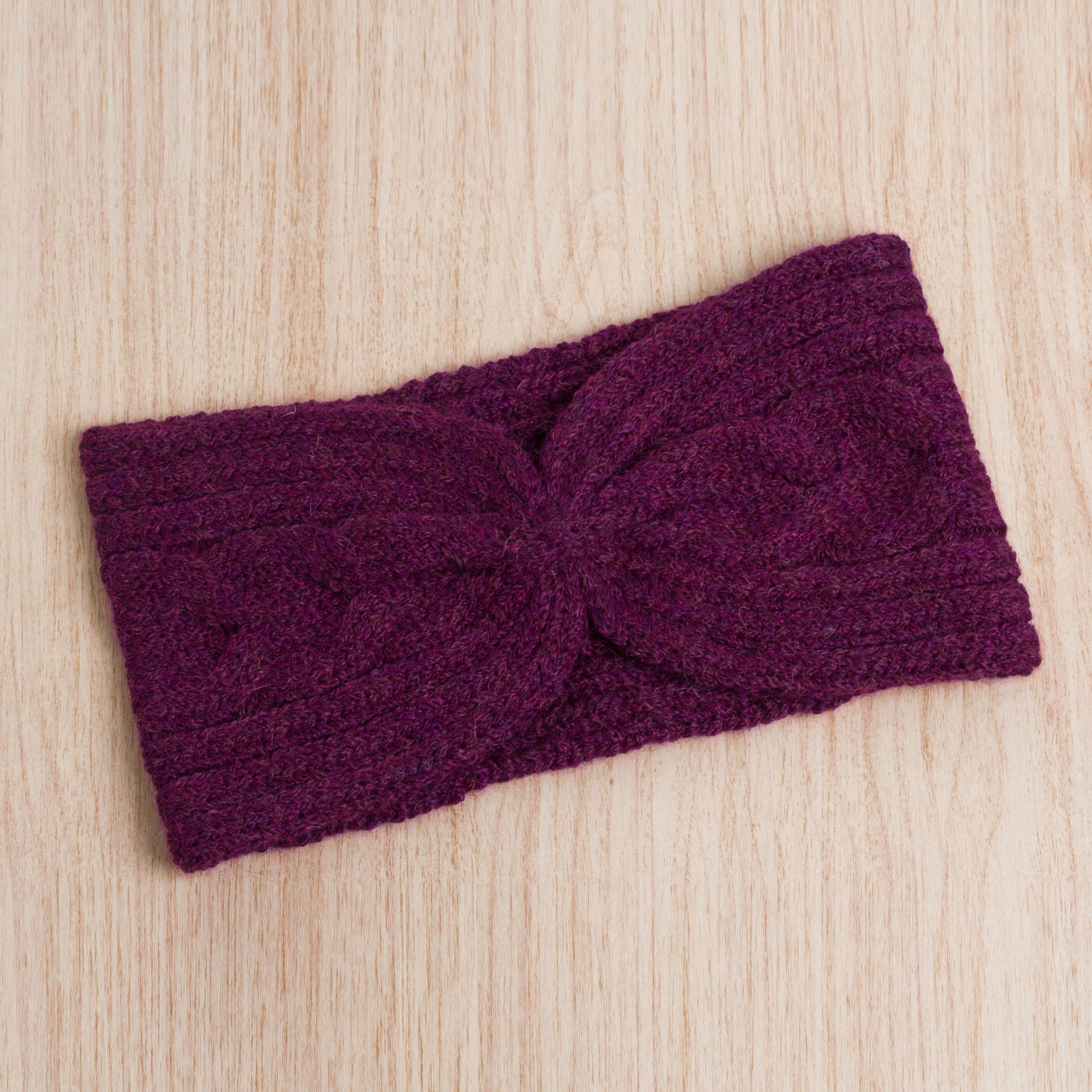 Infinite Spirit in Boysenberry Trendy Boysenberry Color Ear Warmer in Alpaca Blend Knit