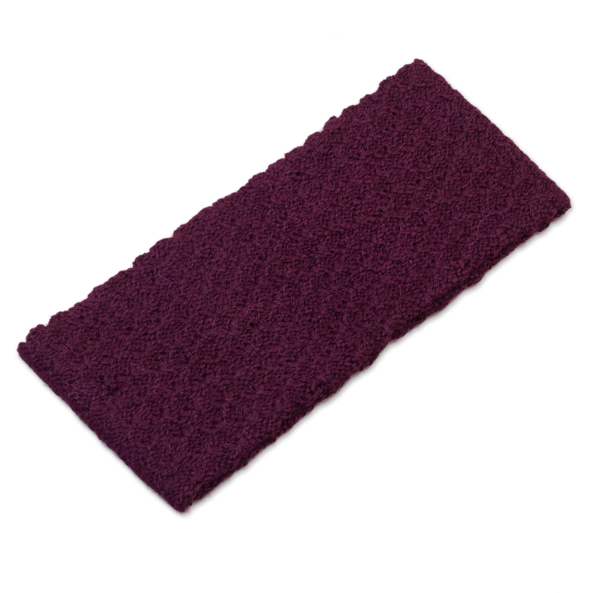 Wavelength in Boysenberry Boysenberry 100% Baby Alpaca Honeycomb Pattern Knit Headband