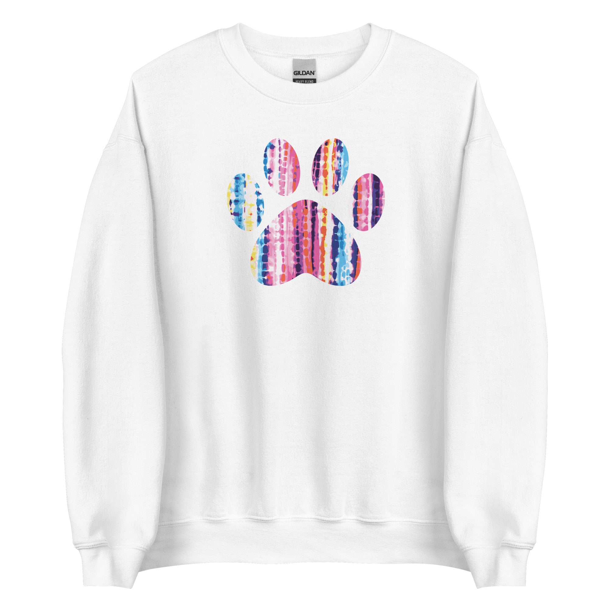 Hues of Pink Tie-Dye Paw Print Crewneck Sweatshirt