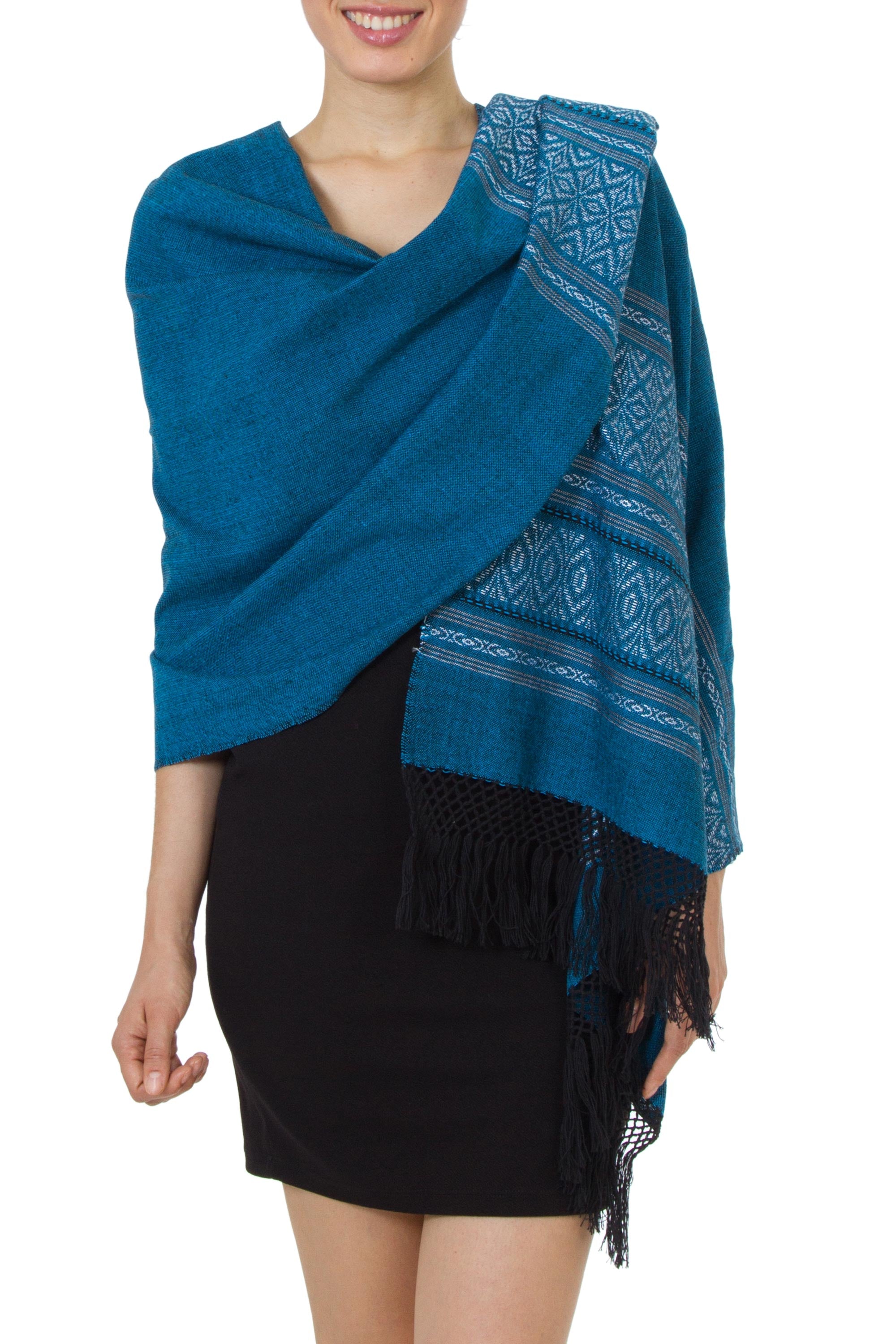 Blue Zapotec Treasures Rebozo Shawl