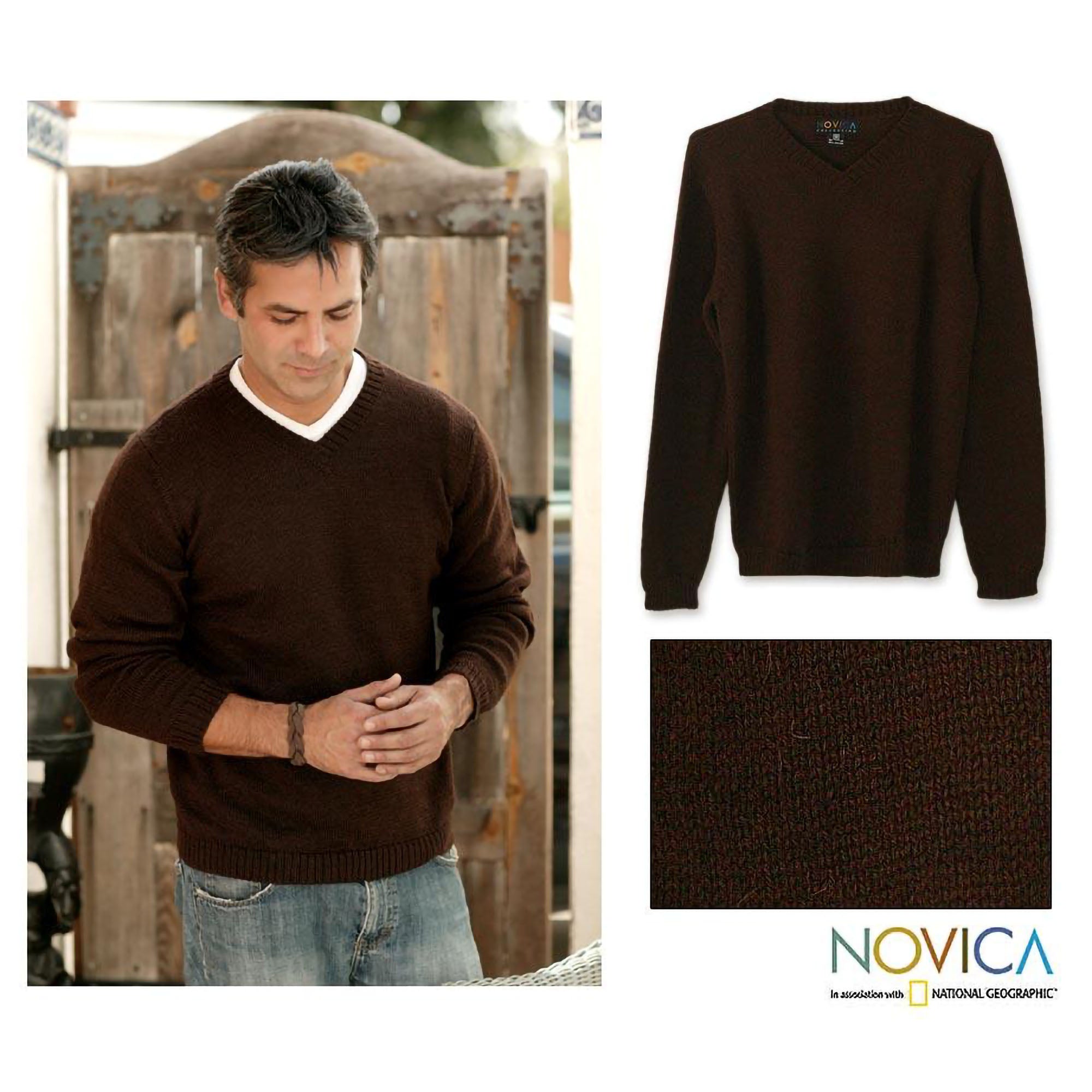 Favorite Memories Men's Brown Alpaca Sweater