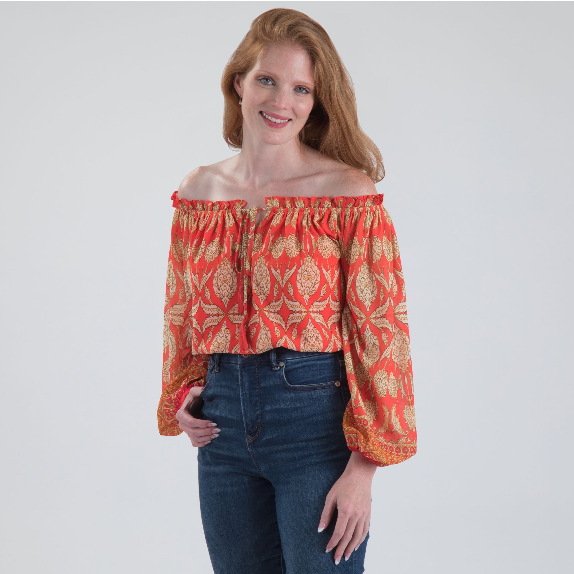 Off-the-Shoulder Concentric Design Top